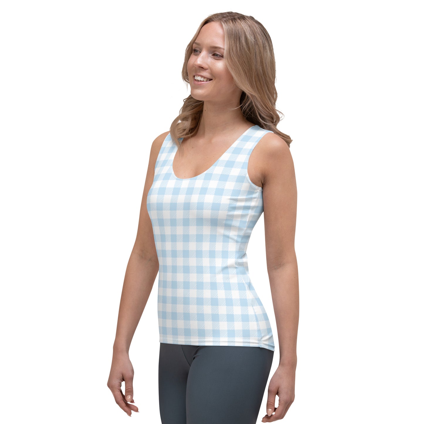 Light Blue Gingham Tank Top