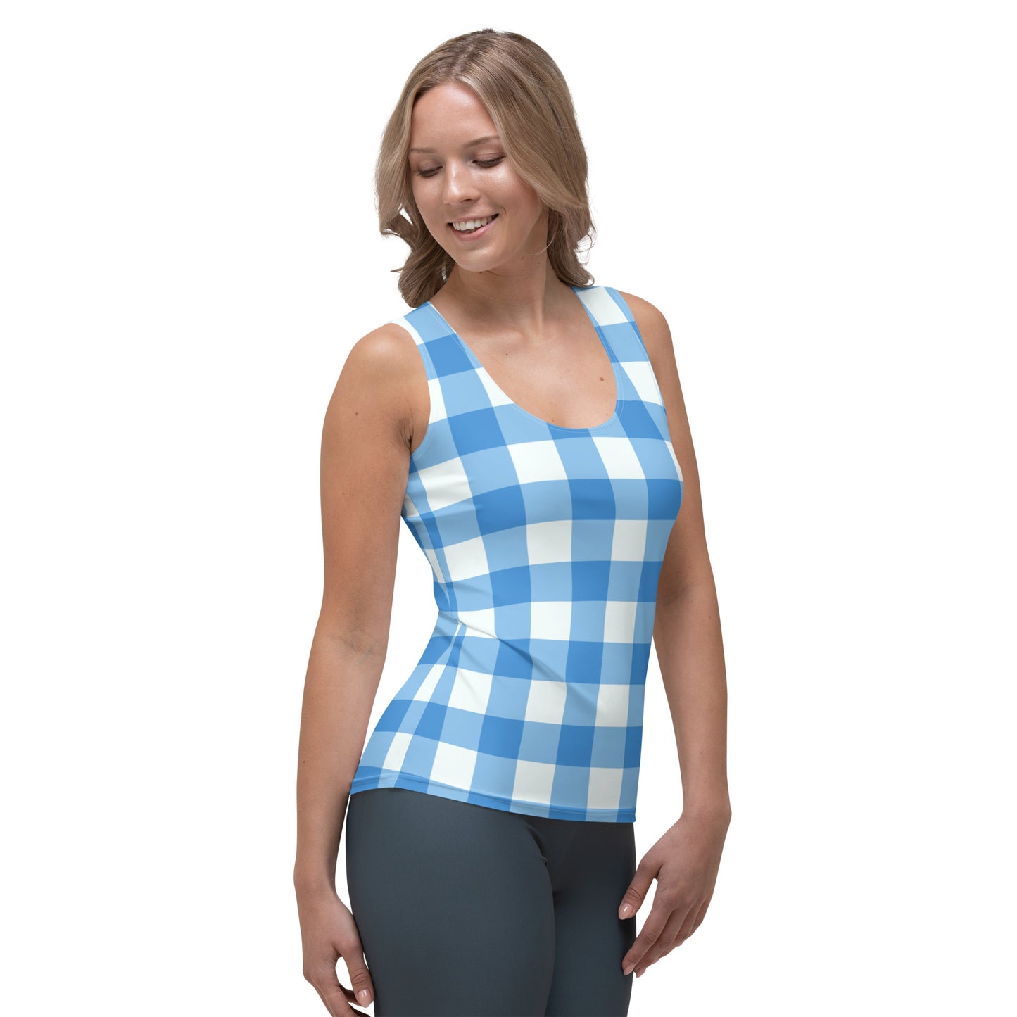 Blue Gingham Tank Top