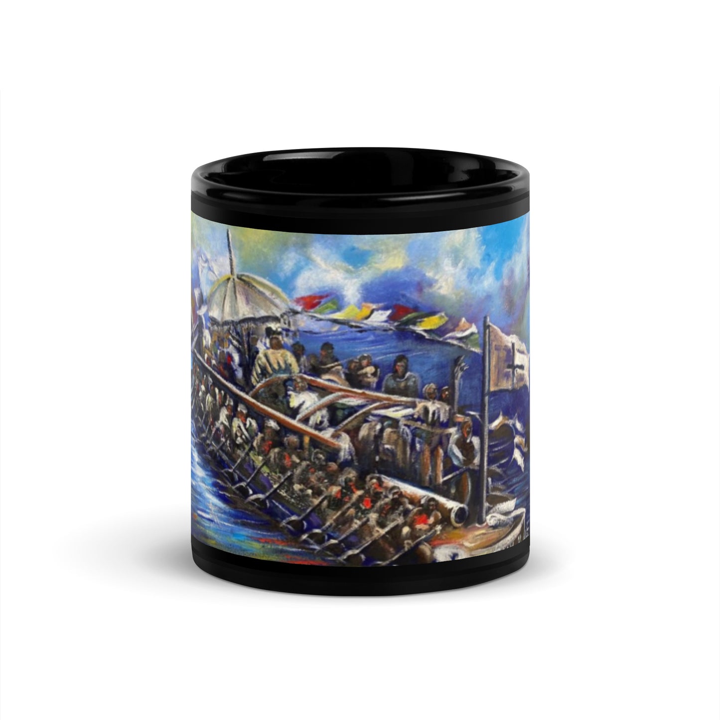 History Of Rivers State Art Print Black Glossy Mug