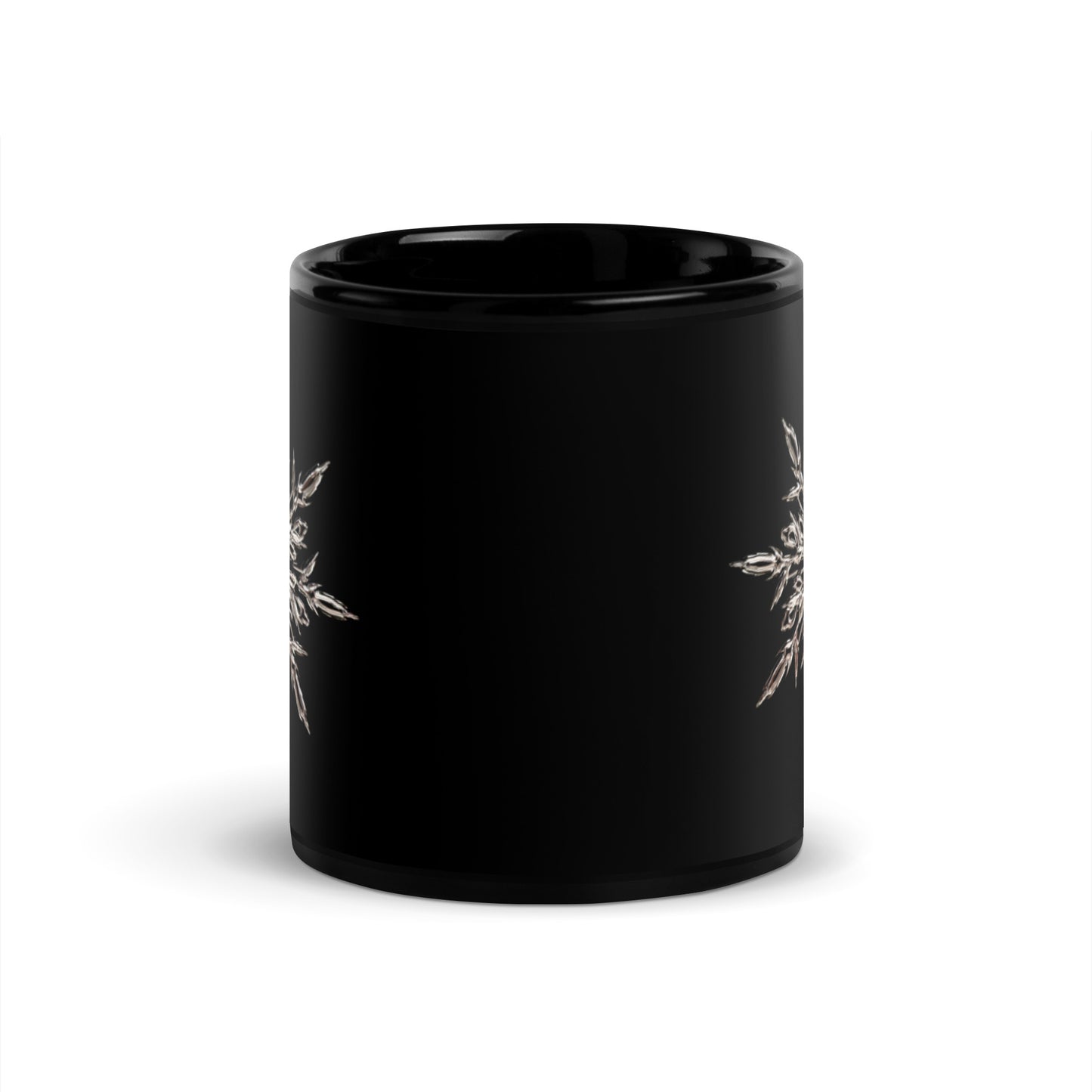 Snowflake Black Glossy Mug