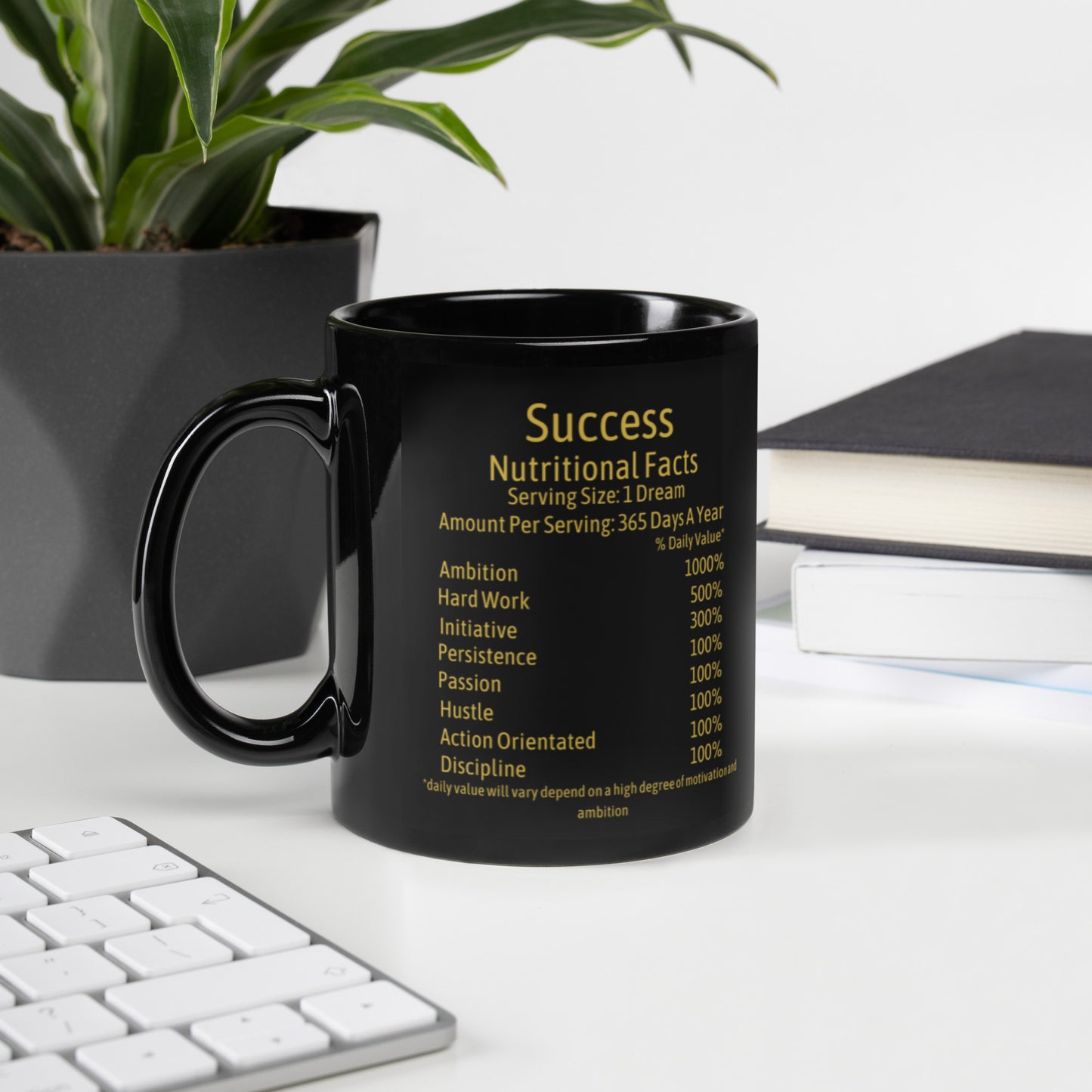 Success Nutrition Facts Black Glossy Mug