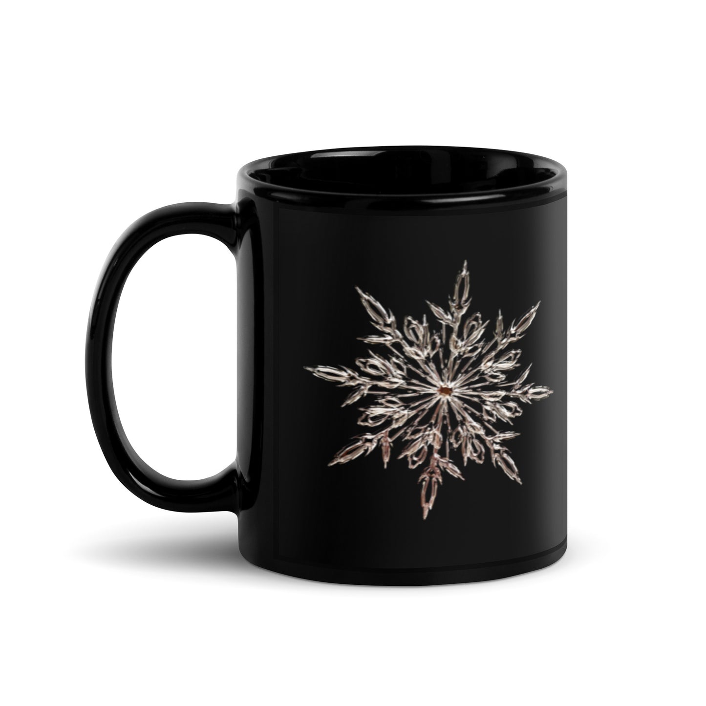 Snowflake Black Glossy Mug