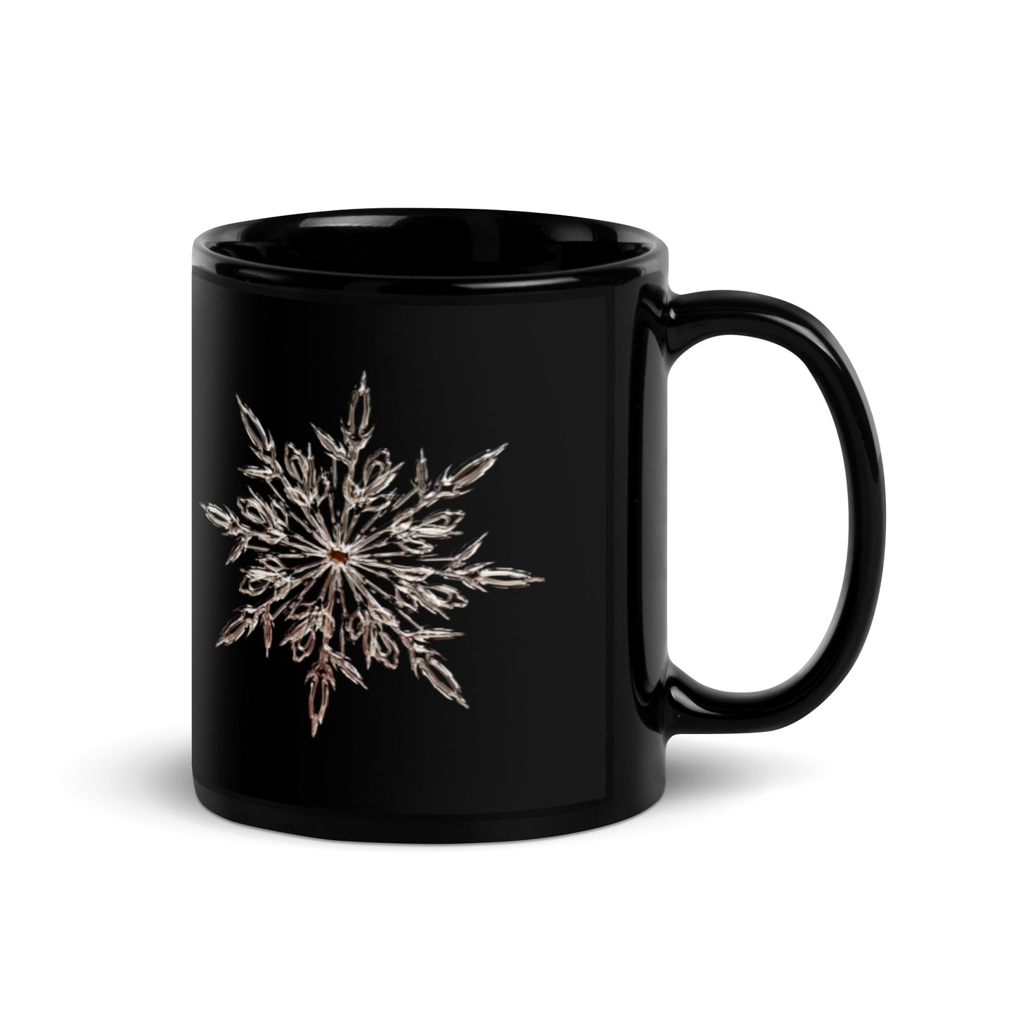 Snowflake Black Glossy Mug