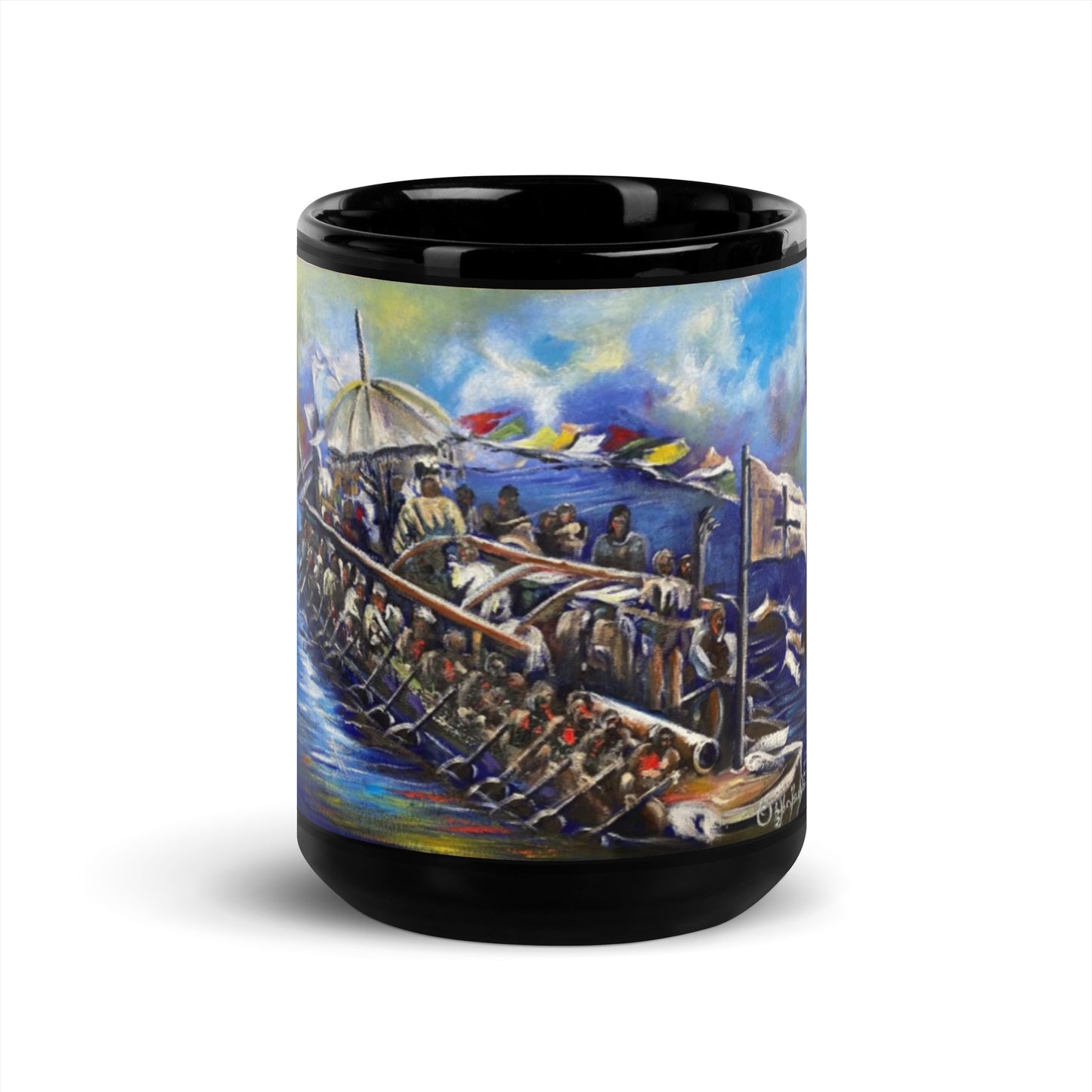 History Of Rivers State Art Print Black Glossy Mug