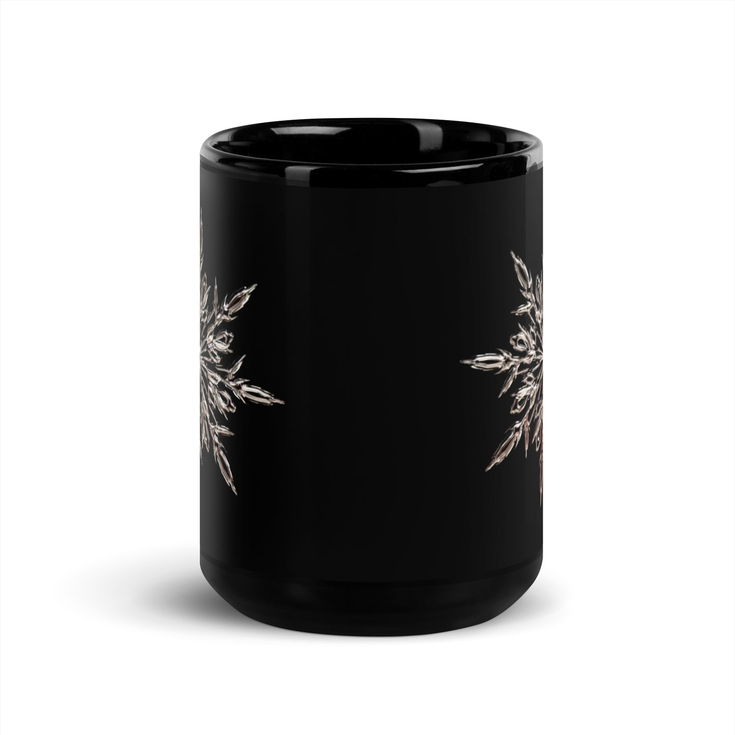 Snowflake Black Glossy Mug