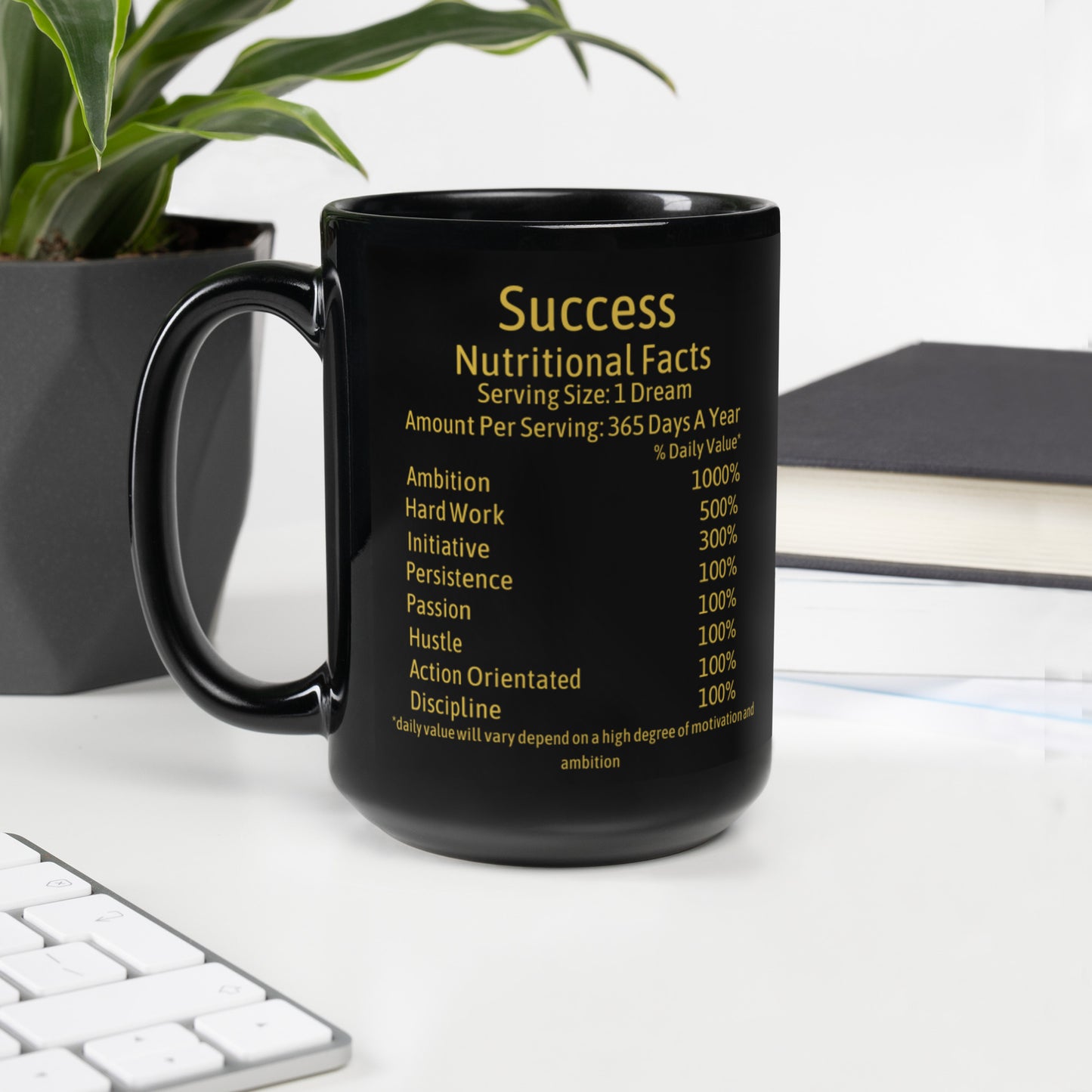 Success Nutrition Facts Black Glossy Mug