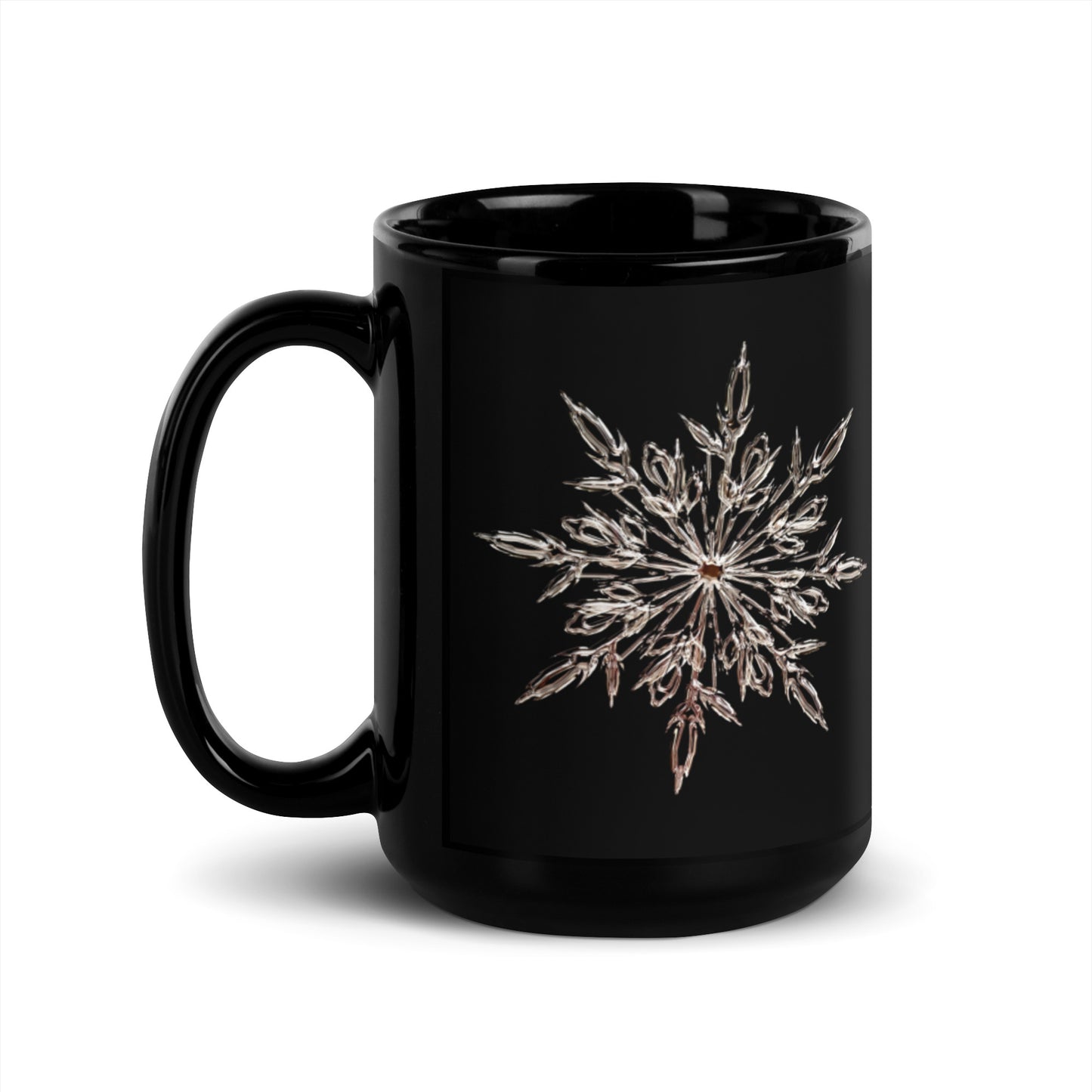 Snowflake Black Glossy Mug