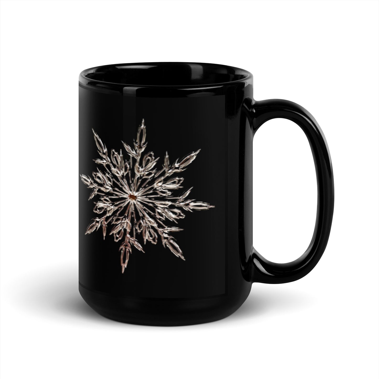 Snowflake Black Glossy Mug