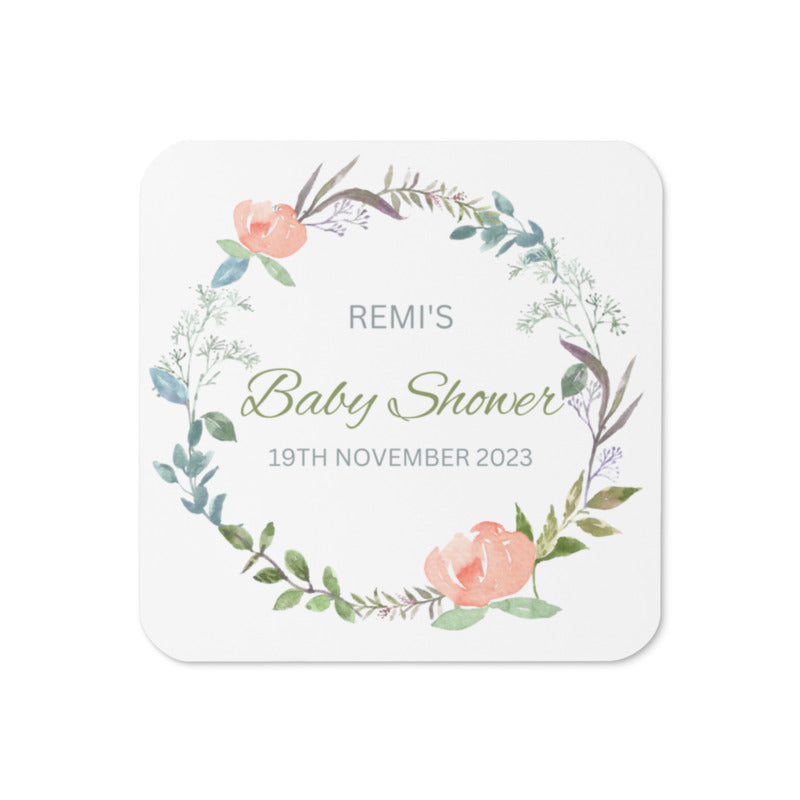 Personalized Baby Shower Cork-back coaster