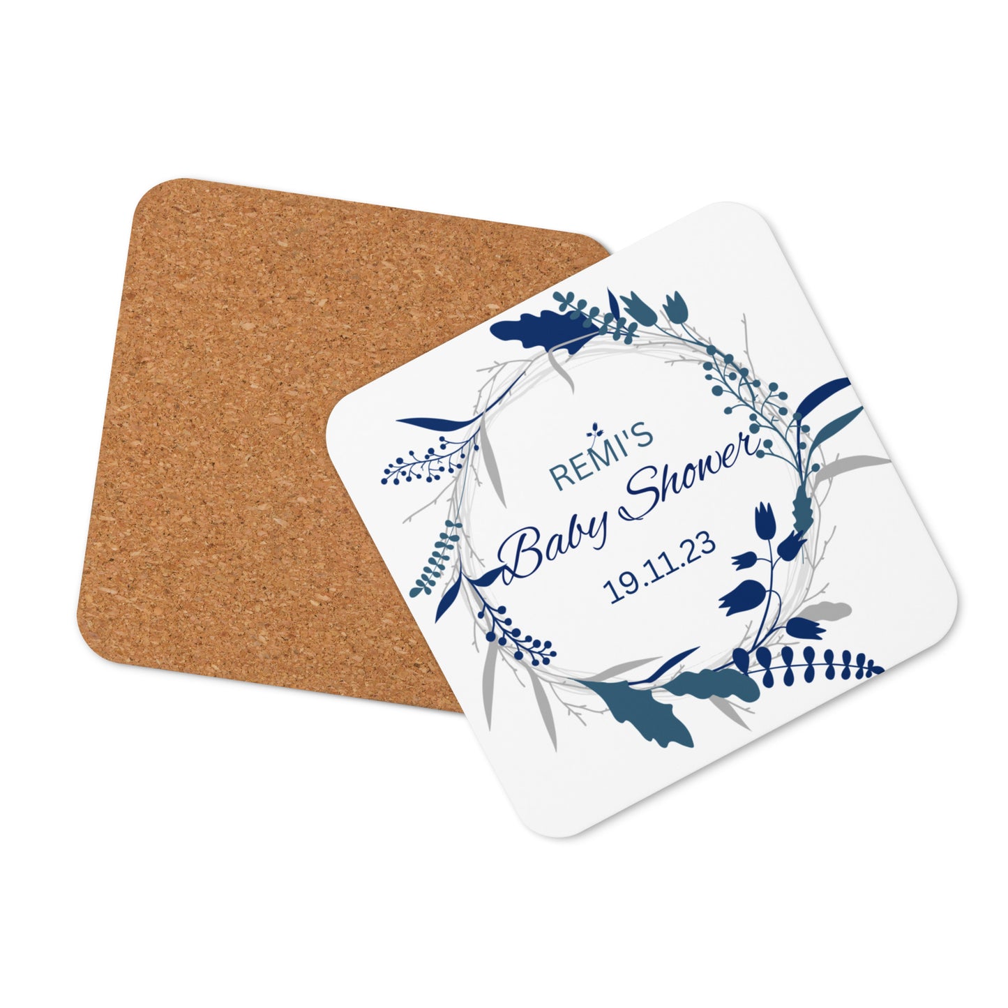 Personalized Baby Shower Cork-back coaster
