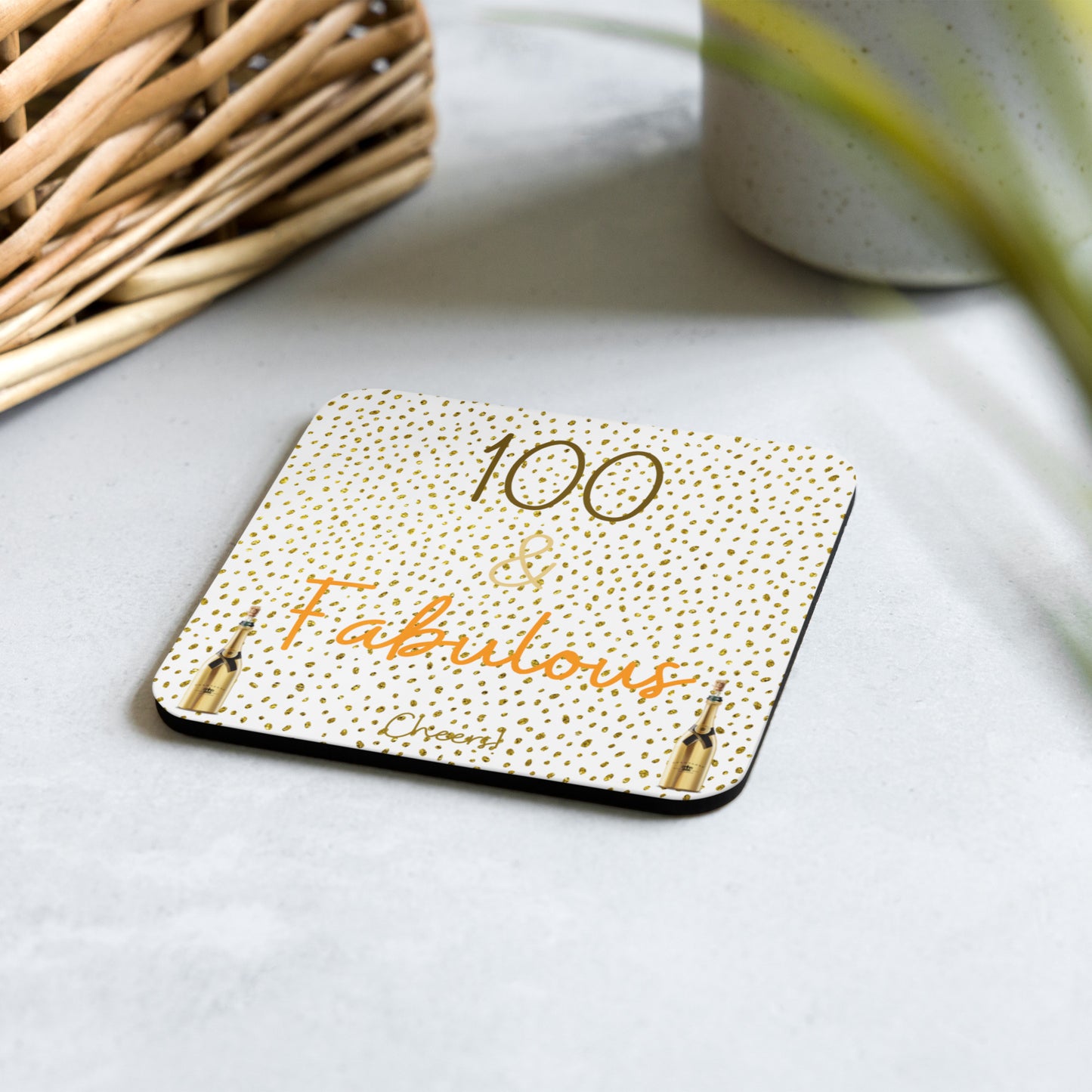 100th Birthday Cork-Back Coaster
