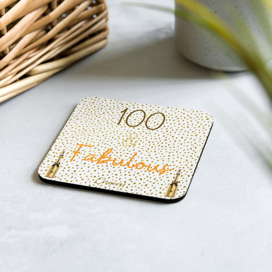 100th Birthday Cork-Back Coaster