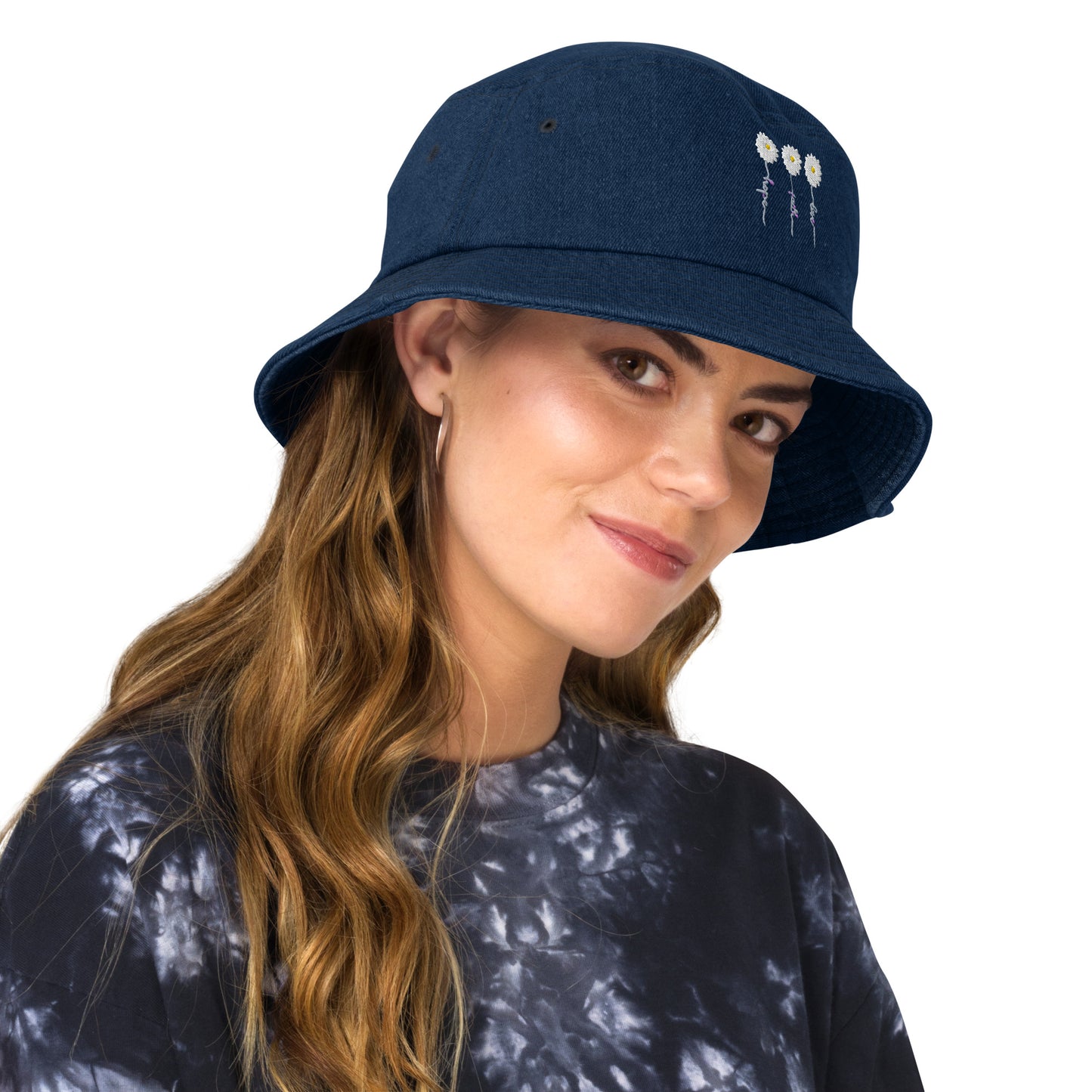 Faith Hope Love Denim Bucket Hat