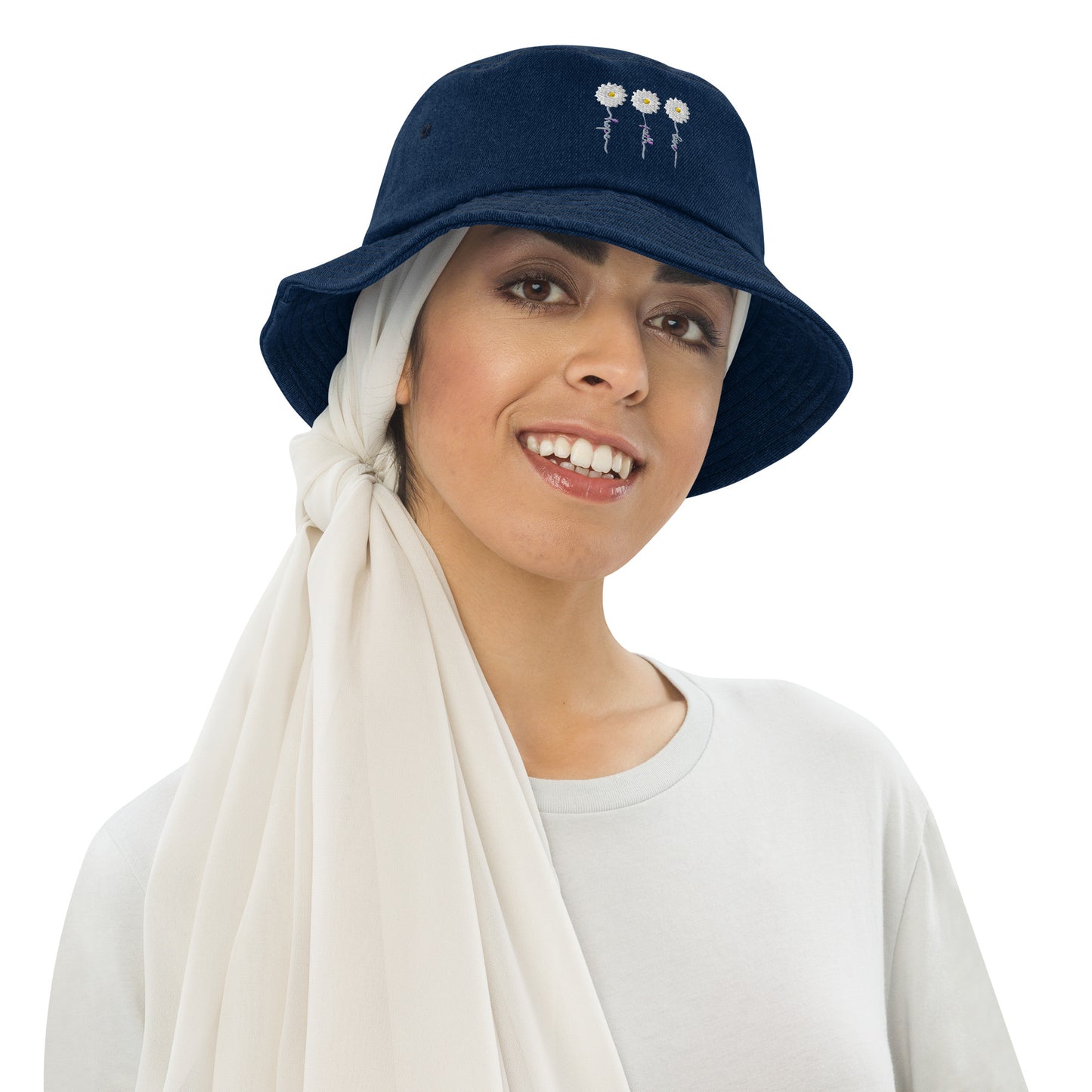 Faith Hope Love Denim Bucket Hat