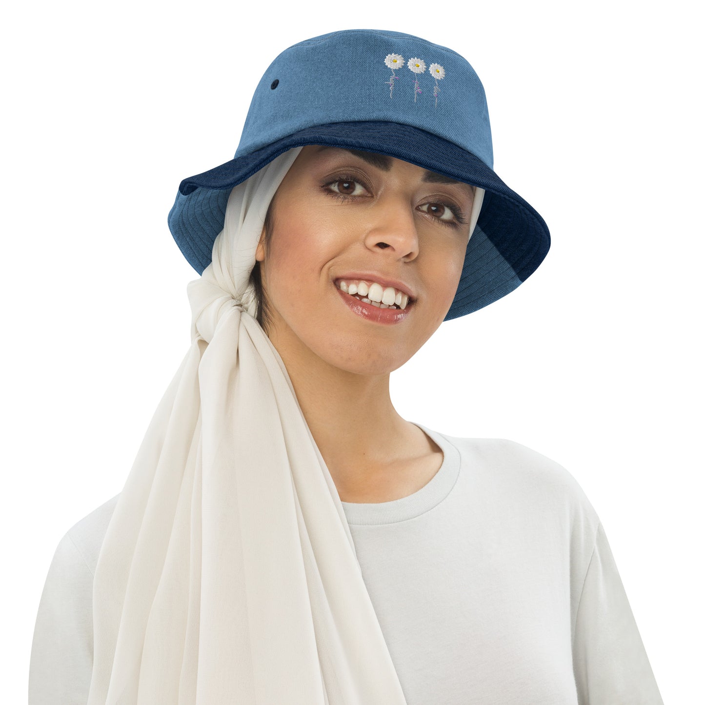 Faith Hope Love Denim Bucket Hat