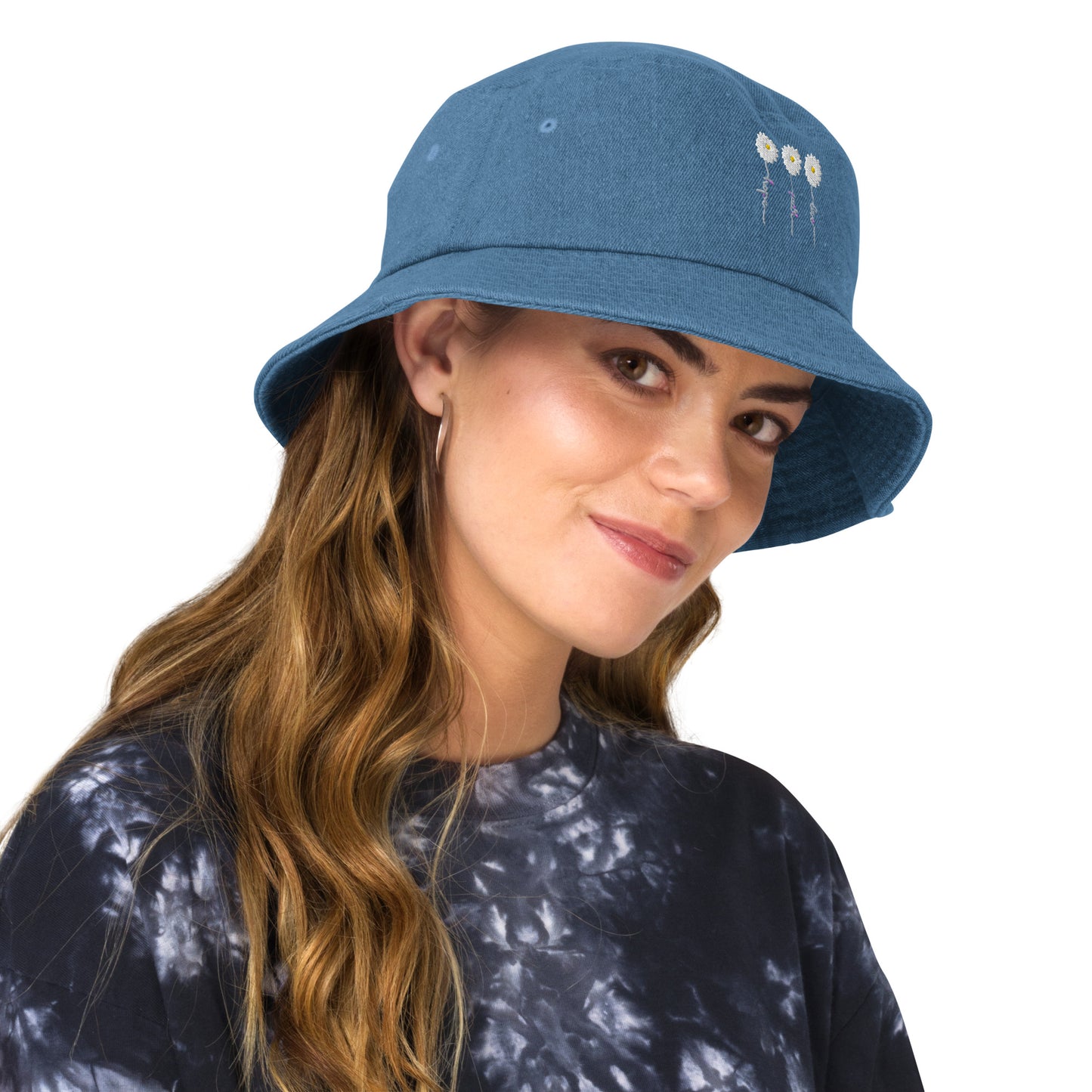 Faith Hope Love Denim Bucket Hat