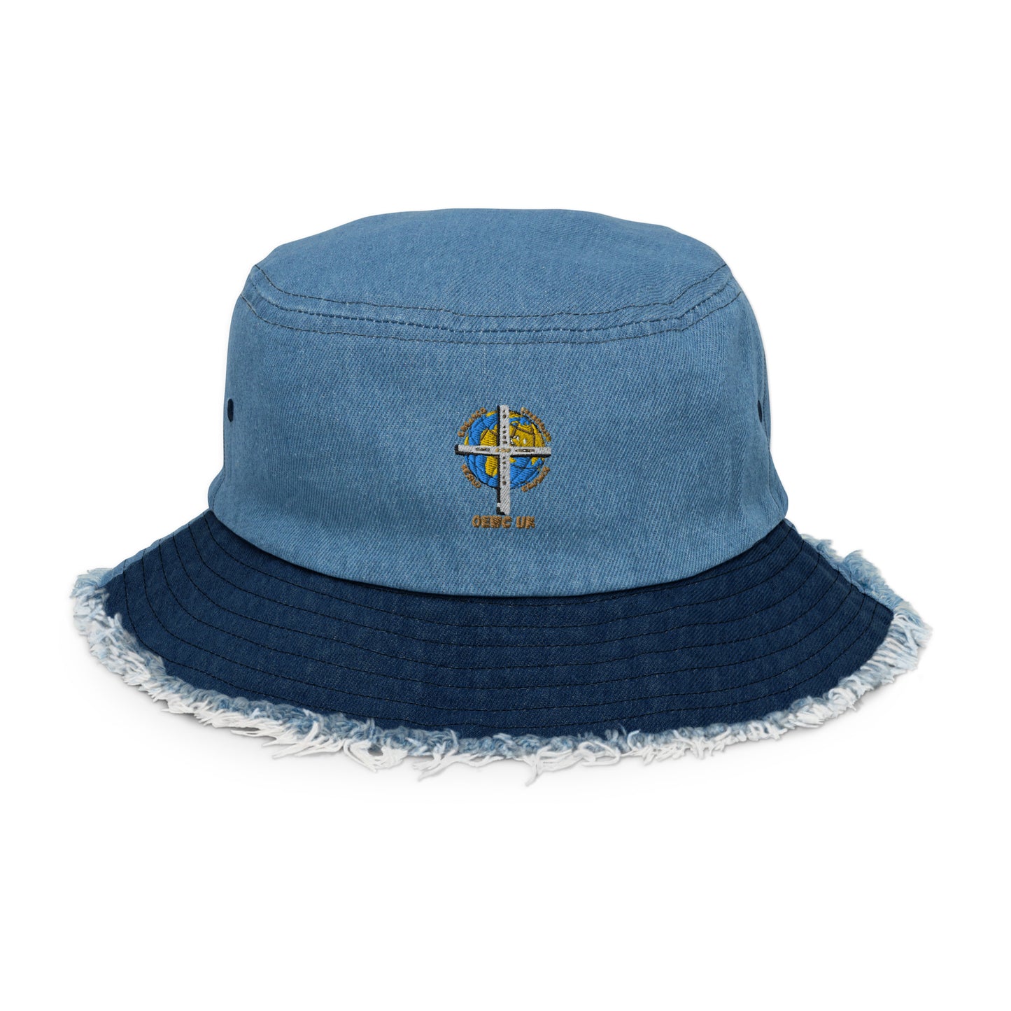 GEWC UK Distressed Denim Bucket Hat