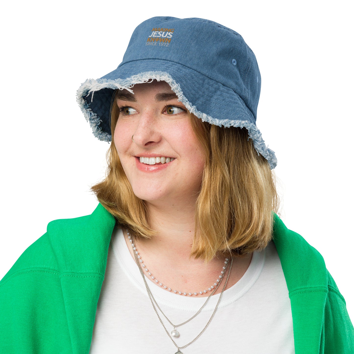 GEWC Distressed denim bucket hat