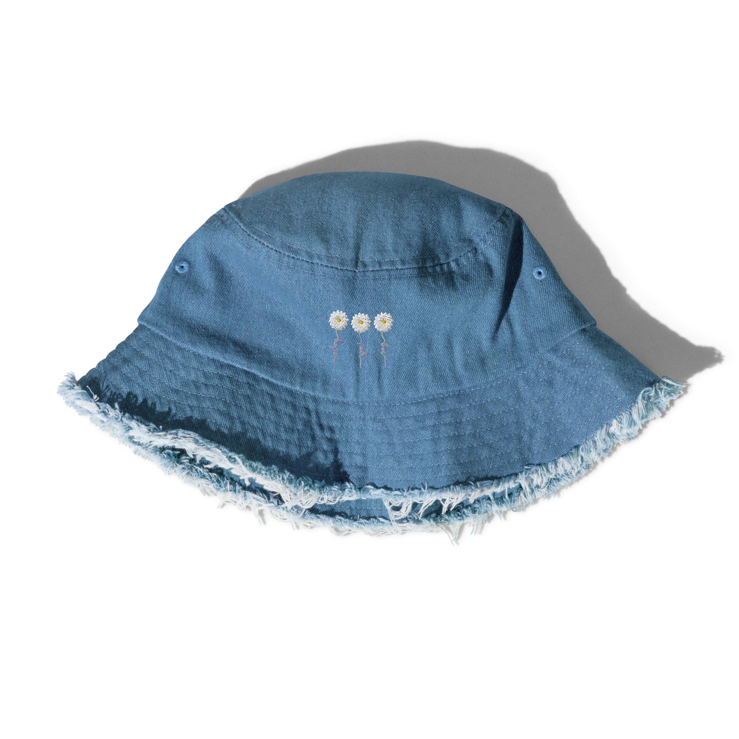 Faith Hope Love Distressed denim bucket hat