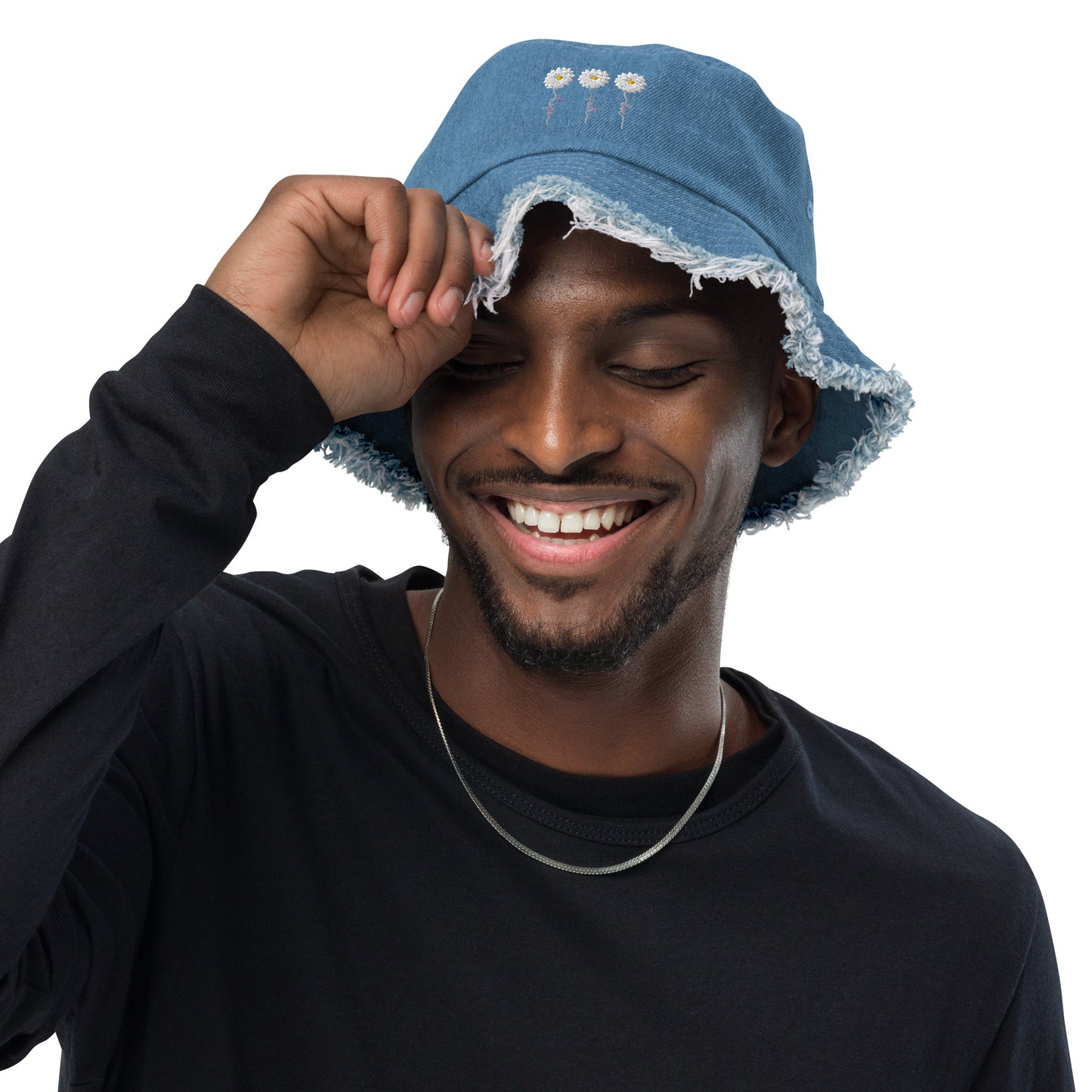 Faith Hope Love Distressed denim bucket hat