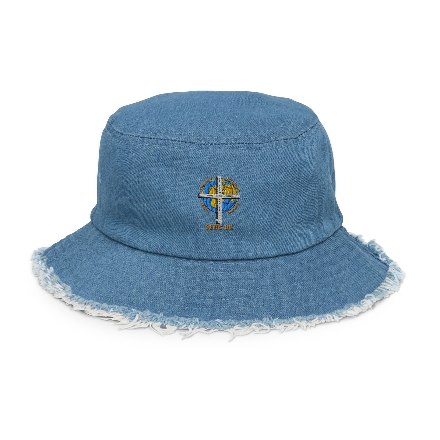 GEWC UK Distressed Denim Bucket Hat