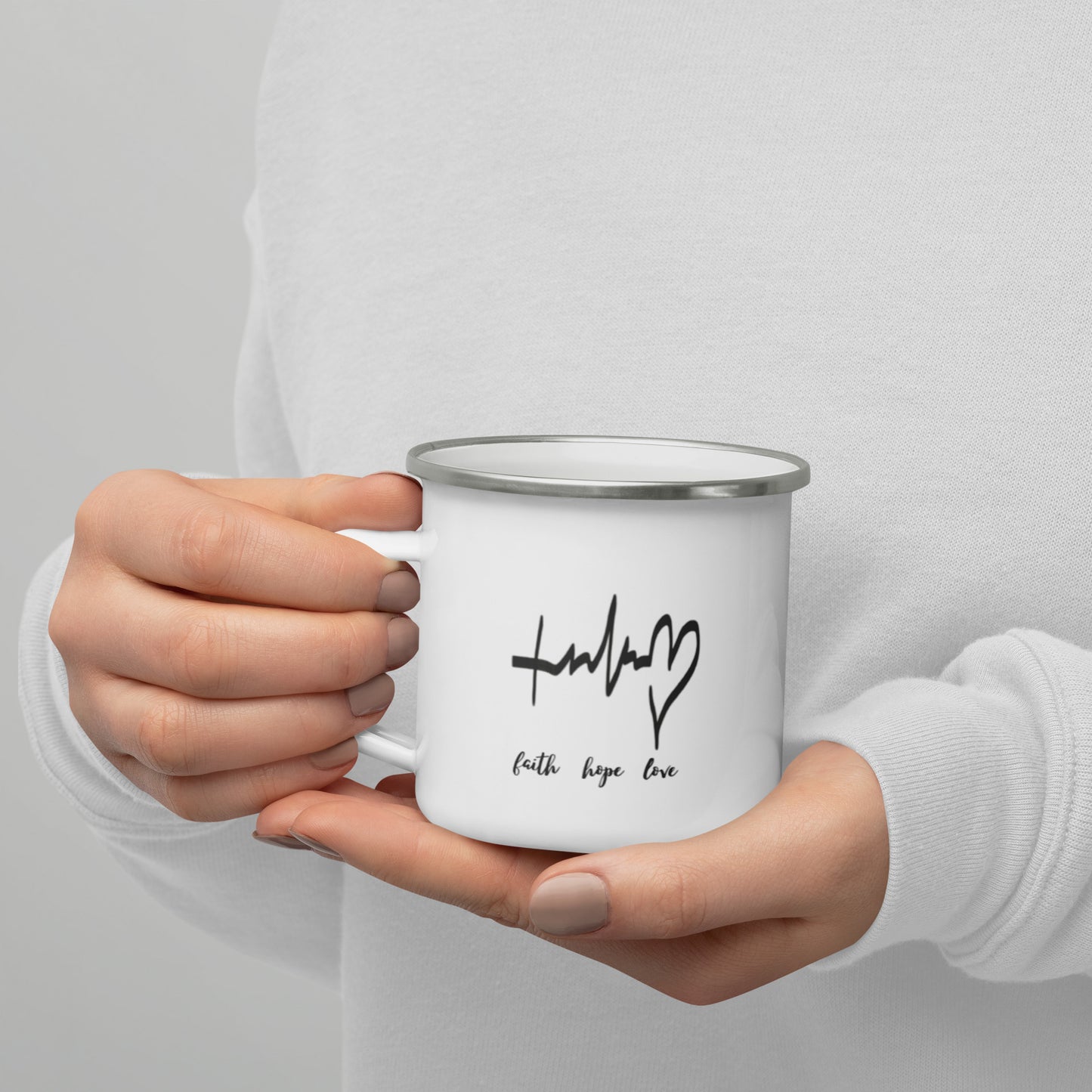 Faith Hope Love Enamel Mug