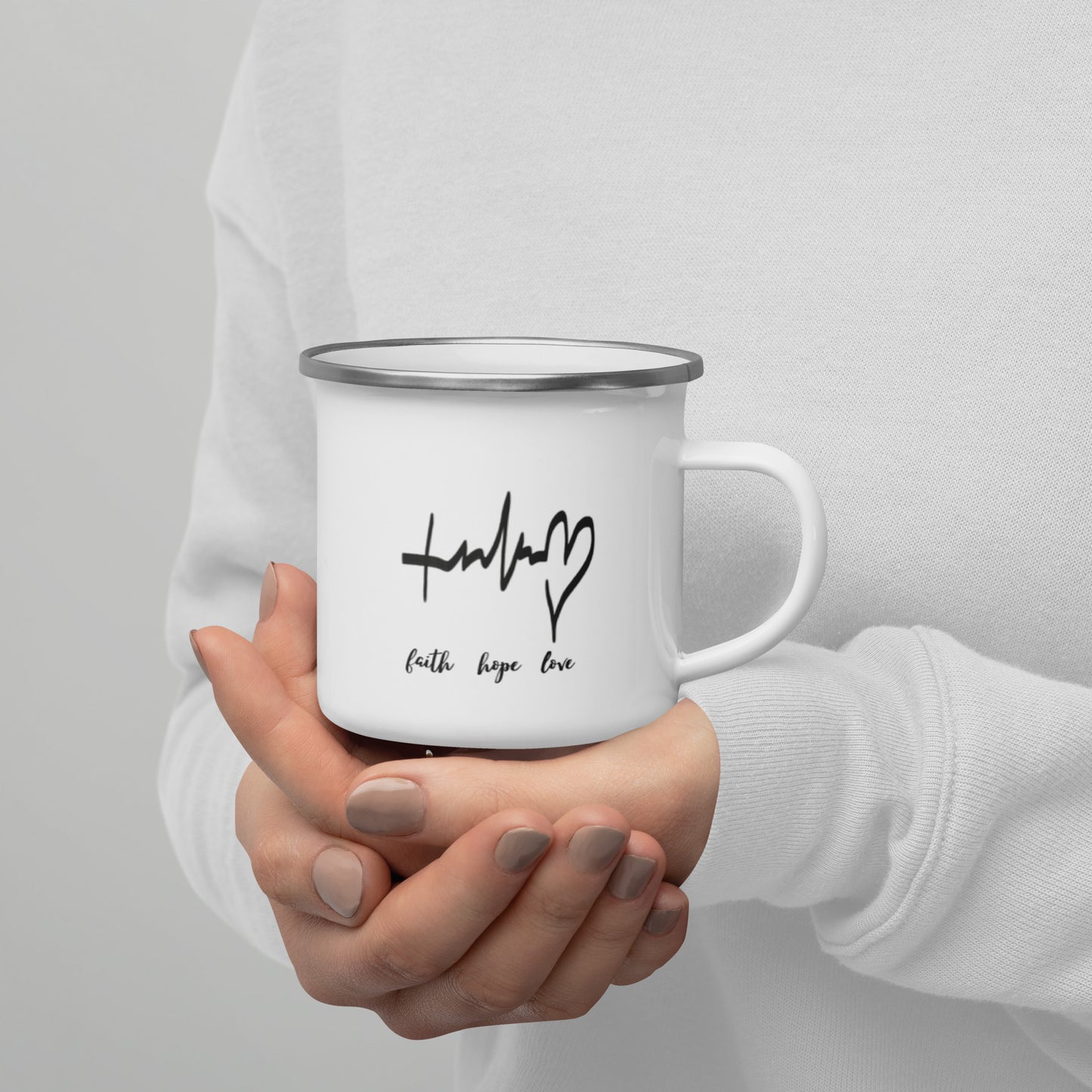 Faith Hope Love Enamel Mug