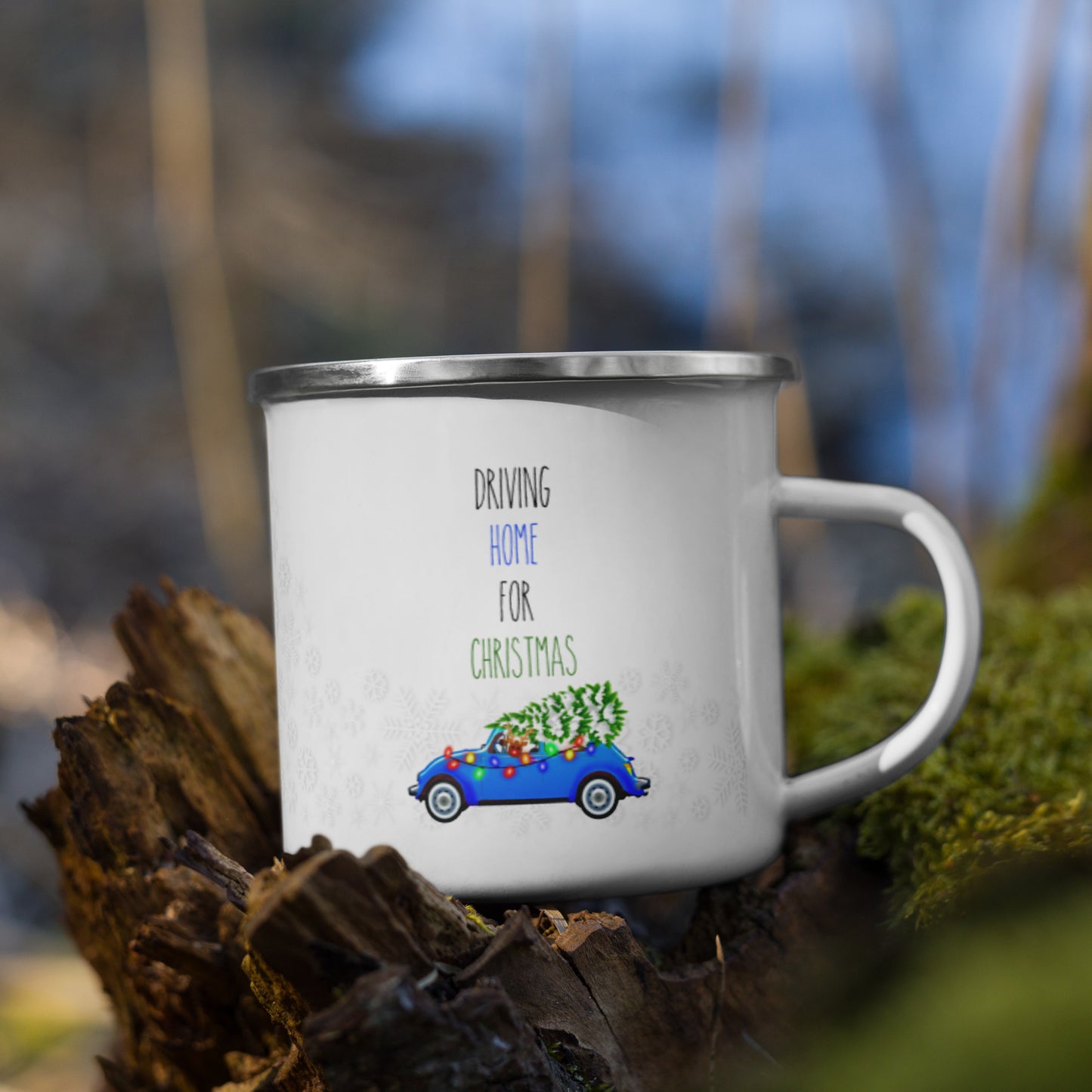 Driving Home For Christmas Enamel Mug