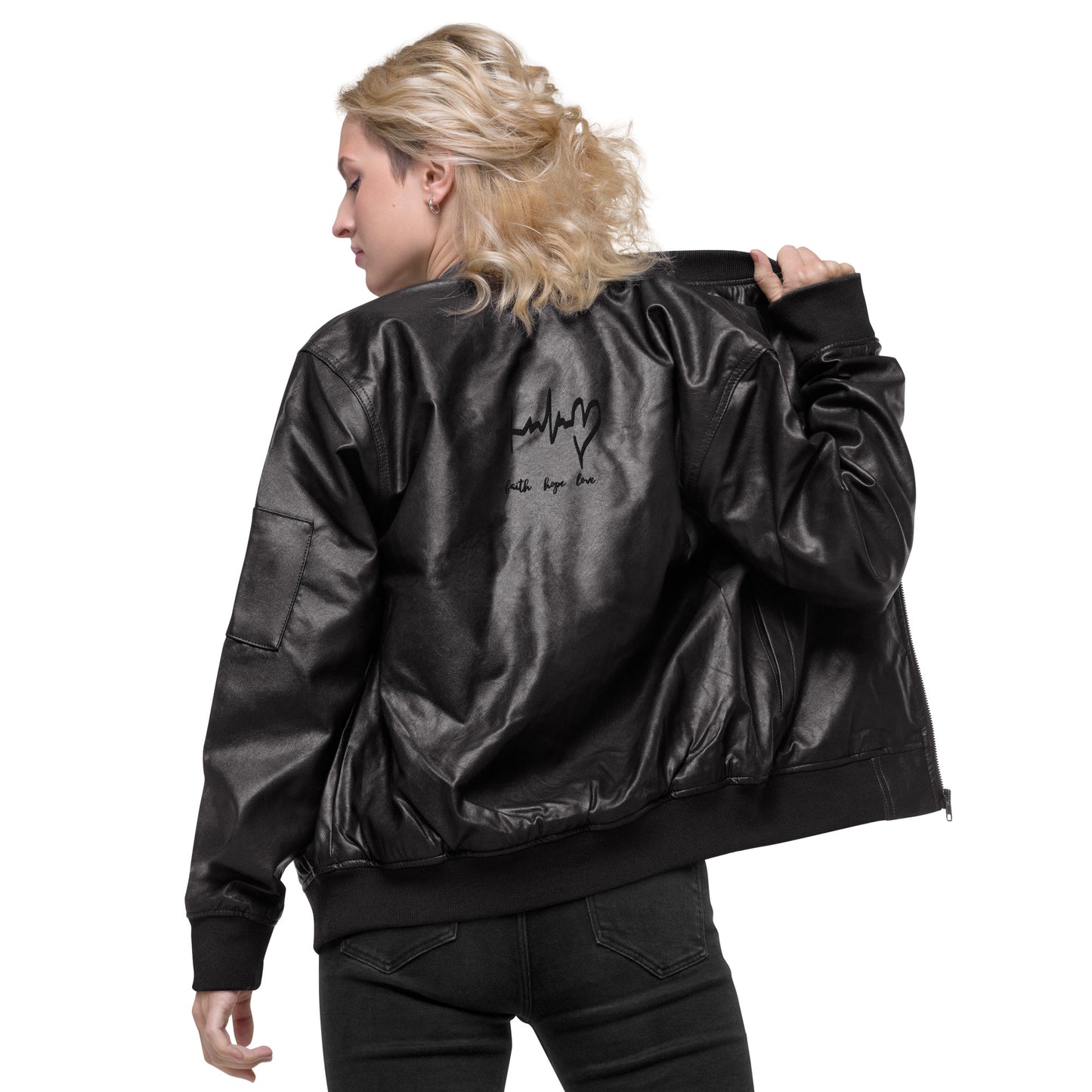 Black Leather Bomber Jacket