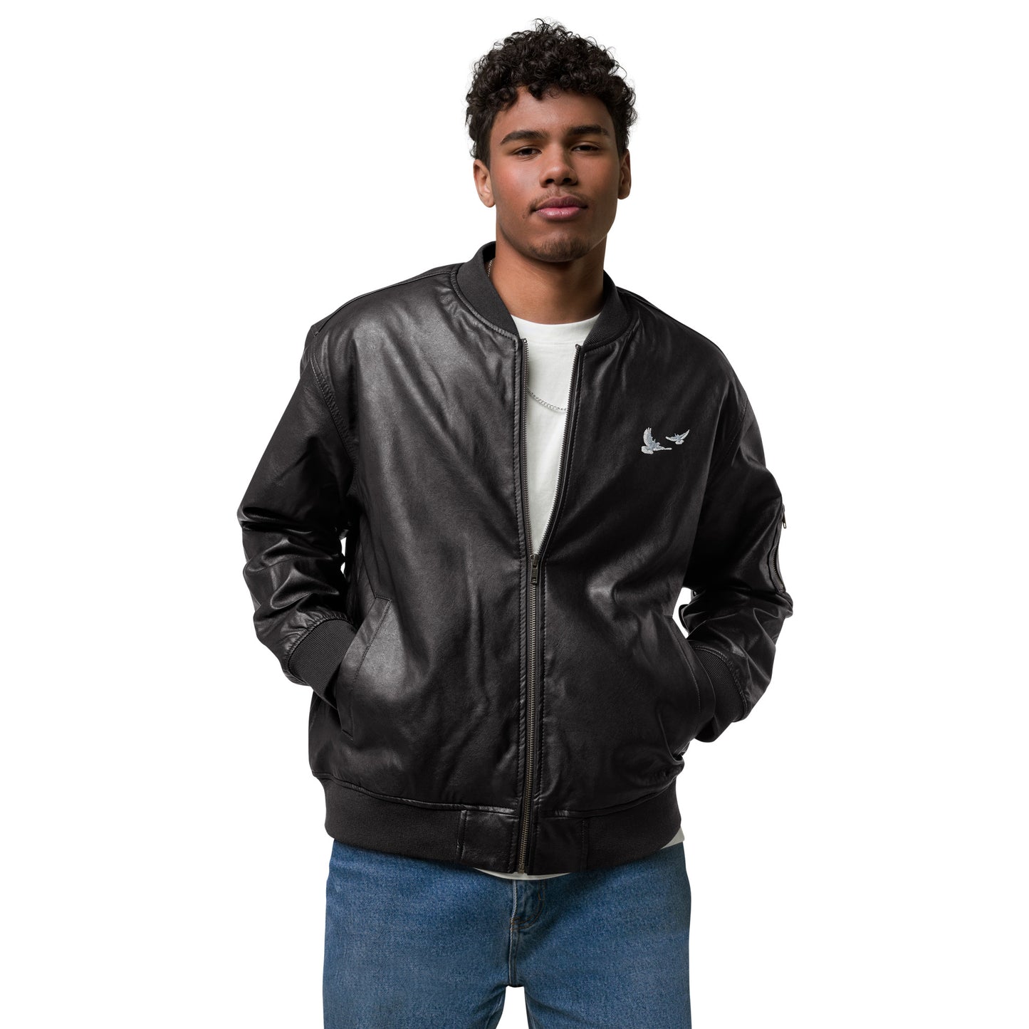 Black Leather Bomber Jacket