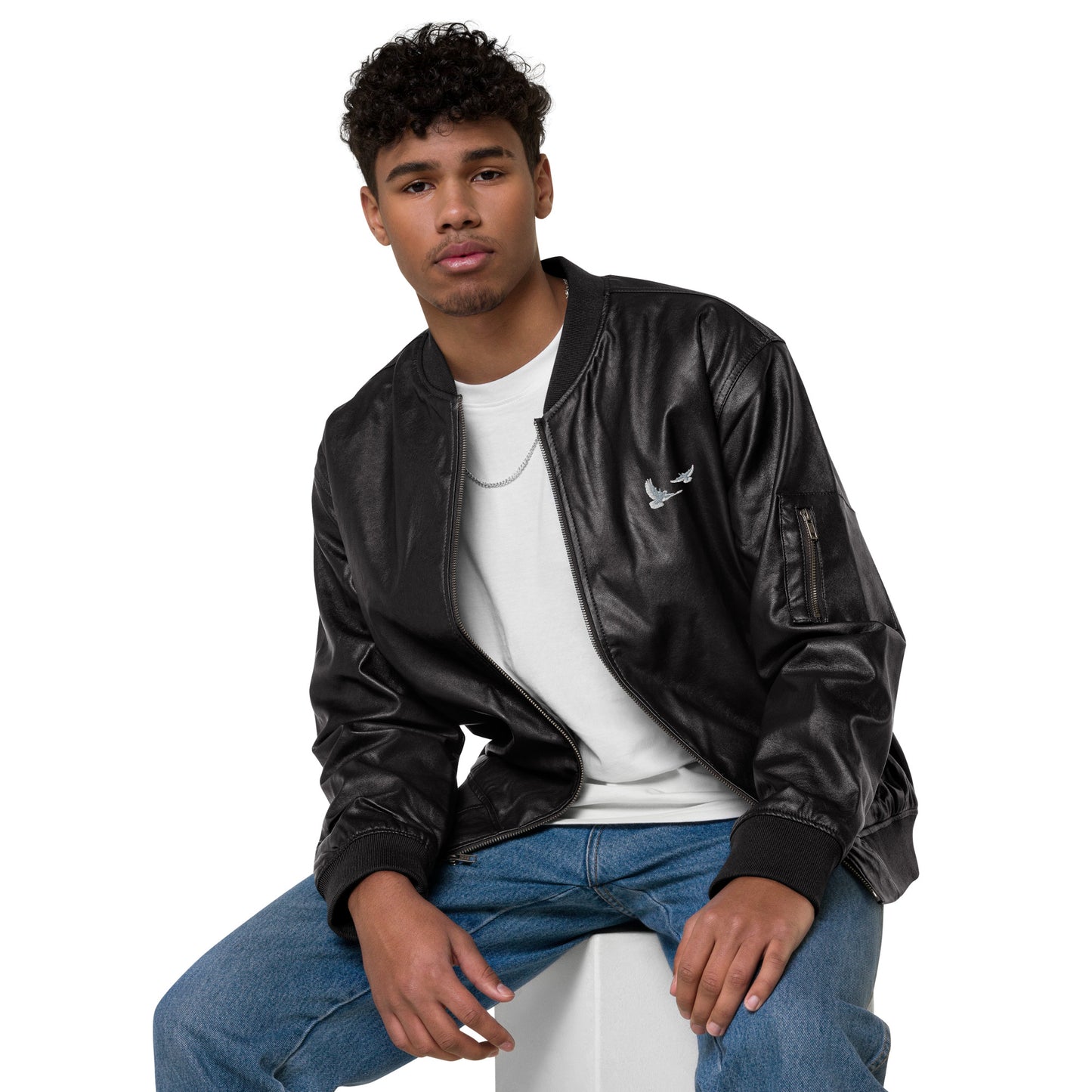 Black Leather Bomber Jacket