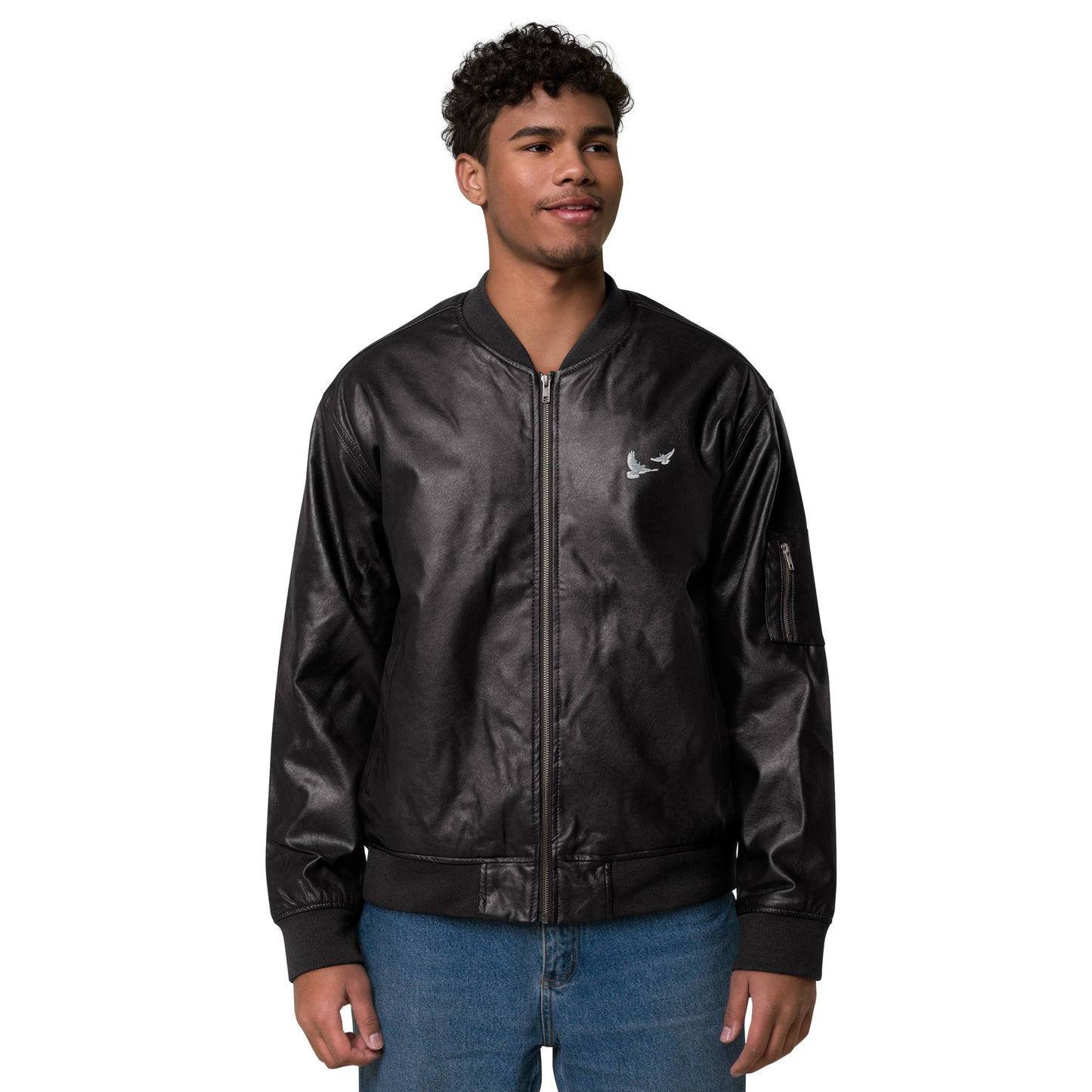 Black Leather Bomber Jacket