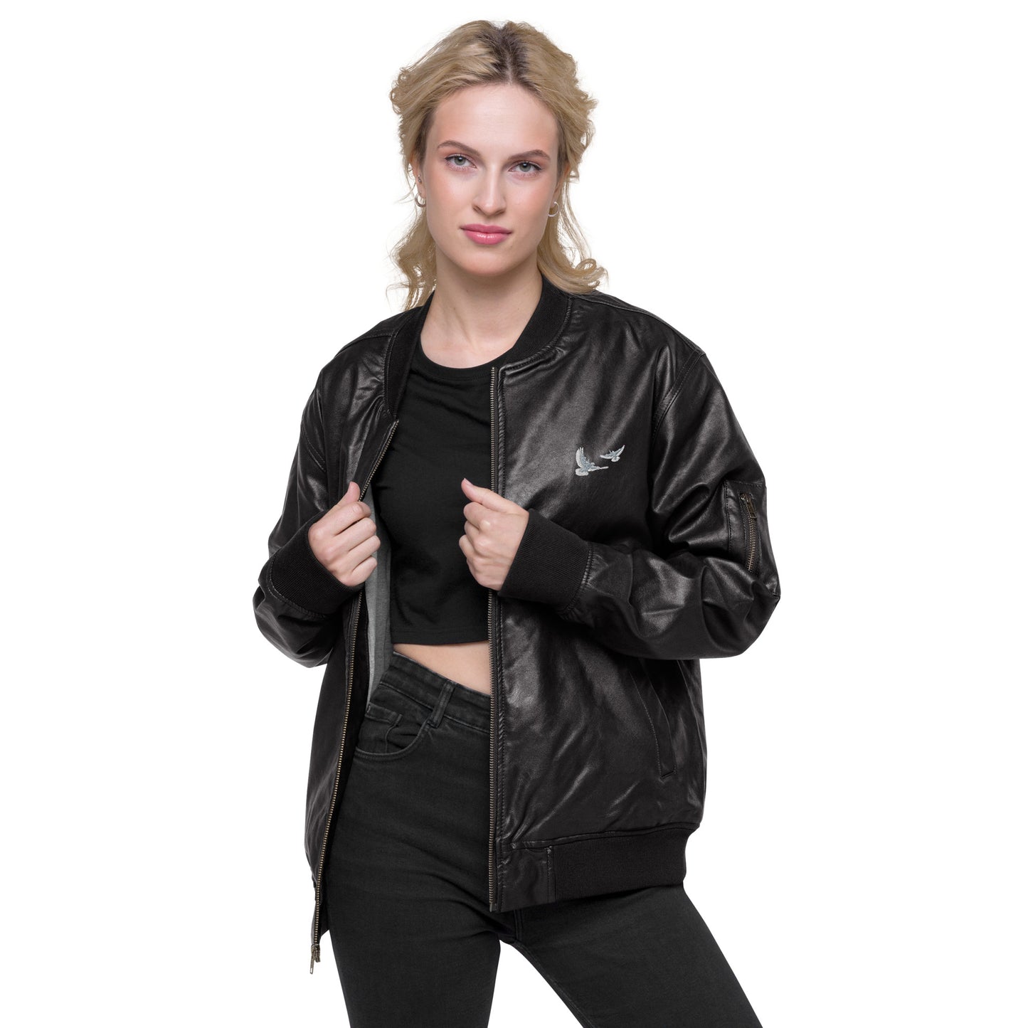 Black Leather Bomber Jacket