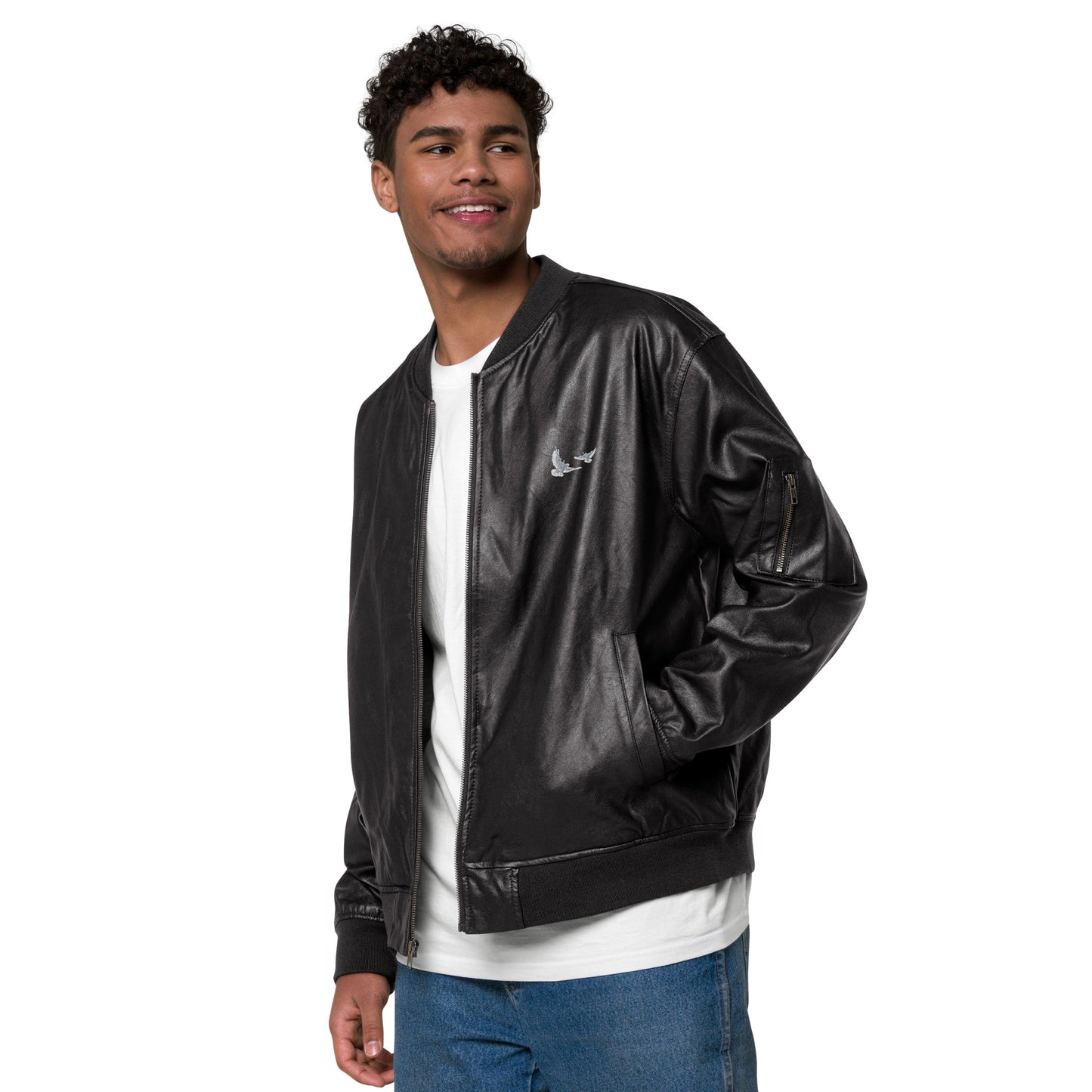 Black Leather Bomber Jacket