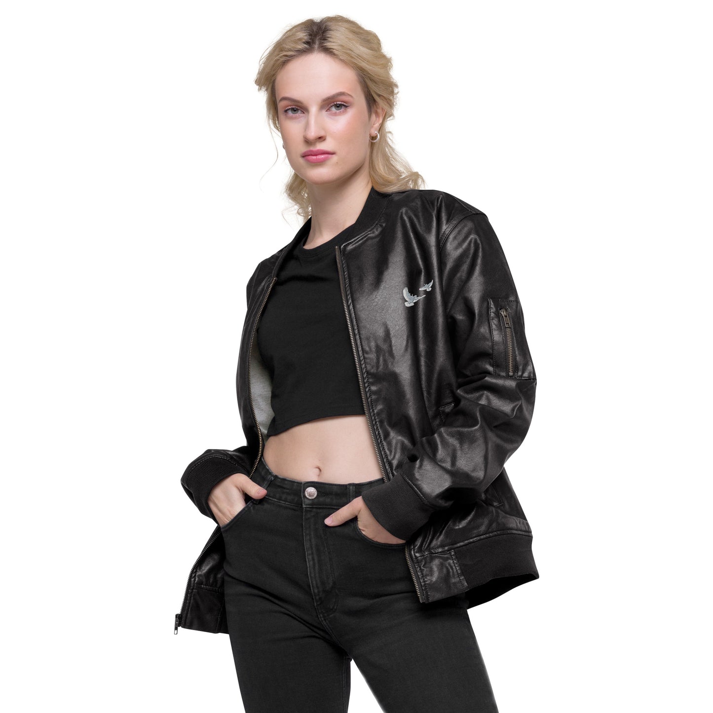 Black Leather Bomber Jacket