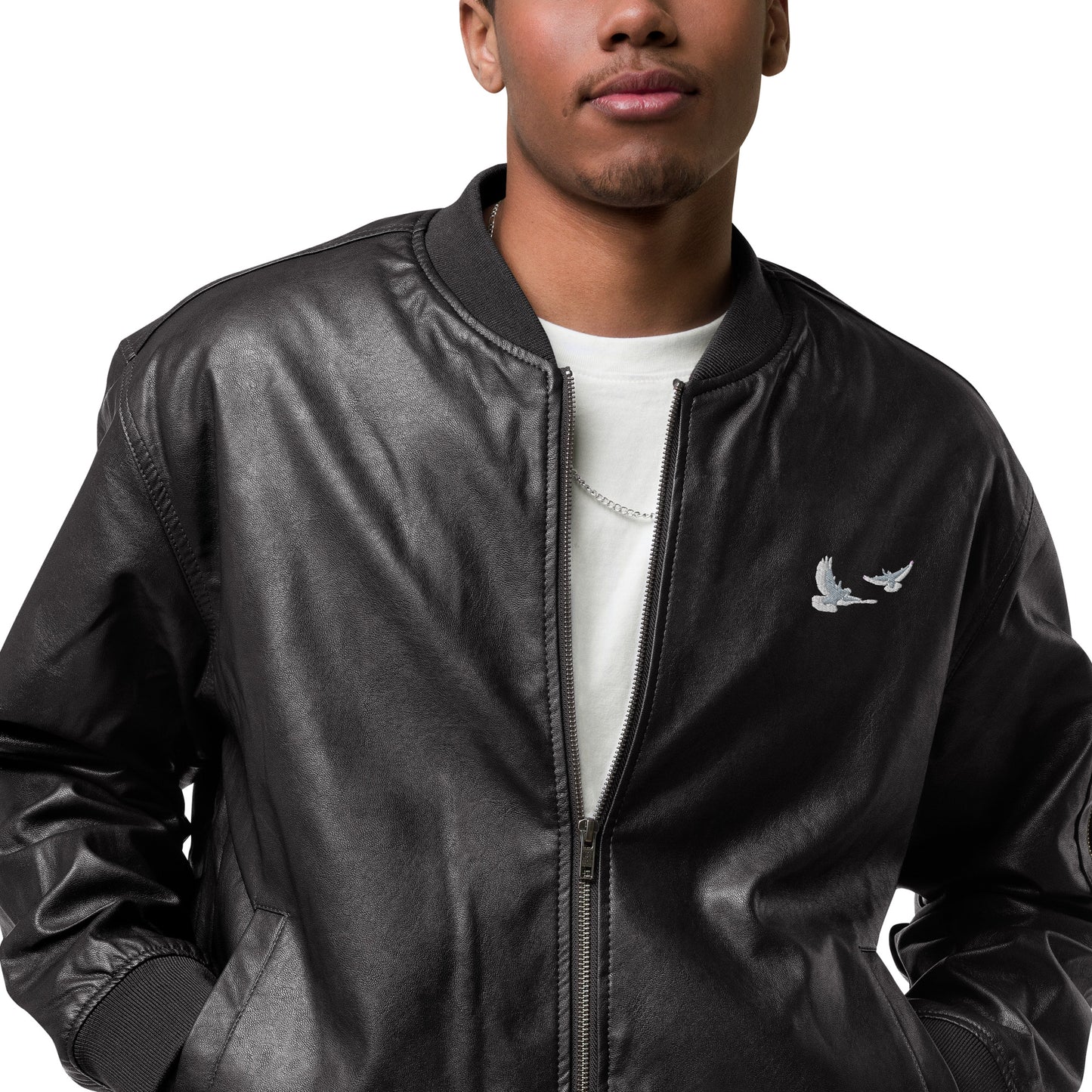 Black Leather Bomber Jacket