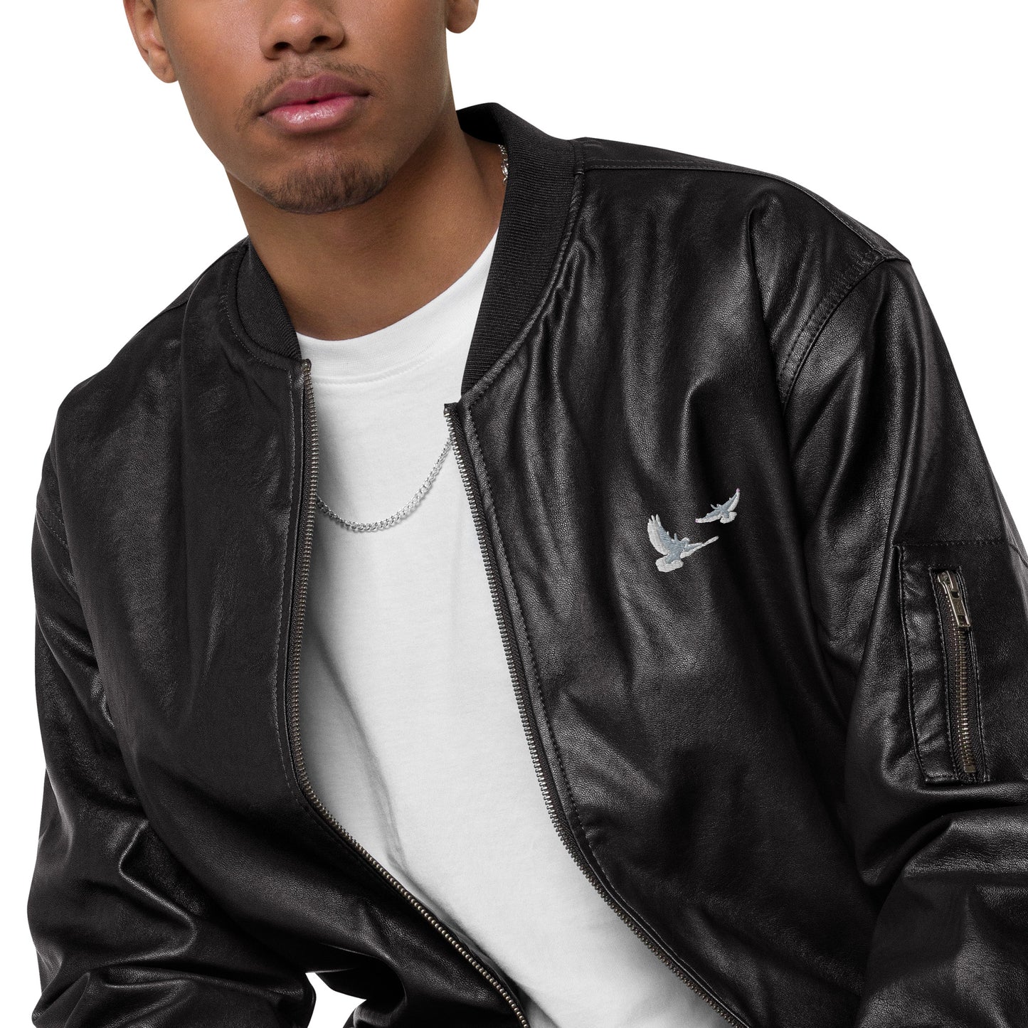 Black Leather Bomber Jacket