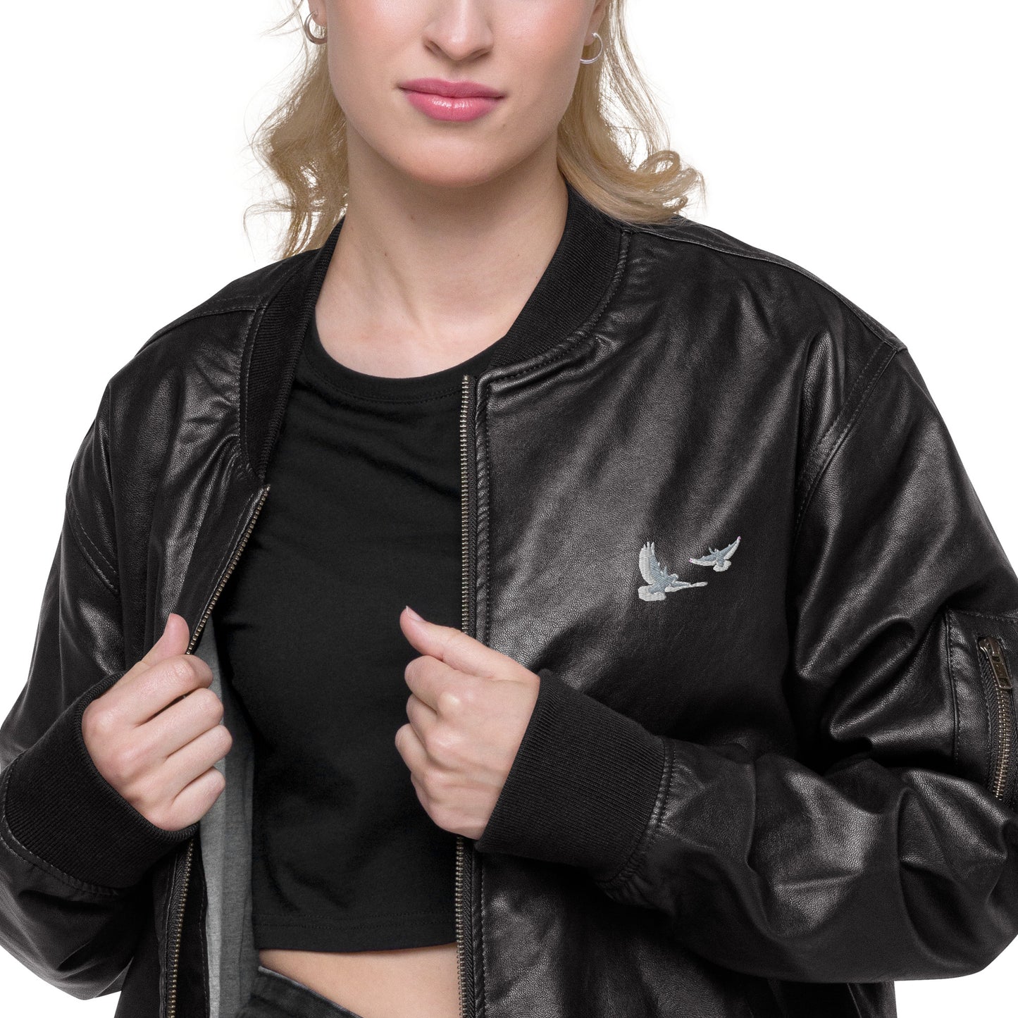 Black Leather Bomber Jacket