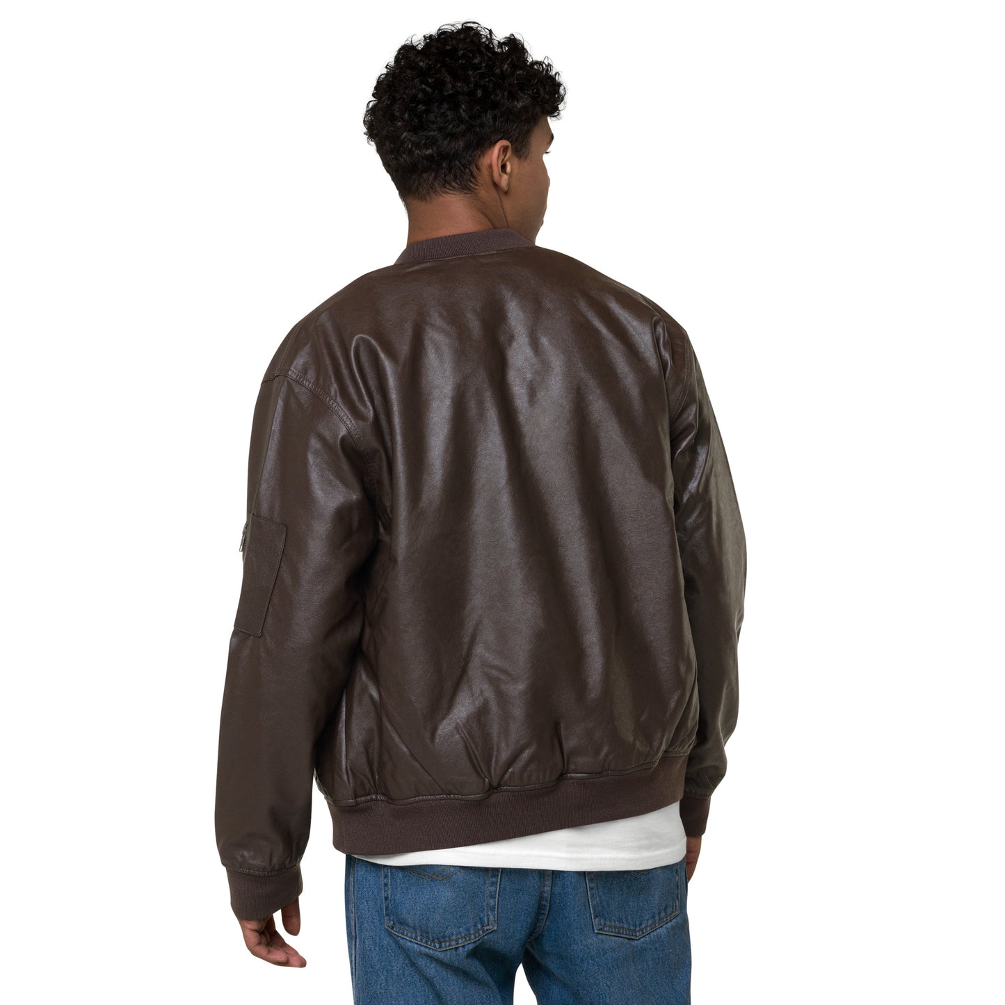 Brown Leather Bomber Jacket