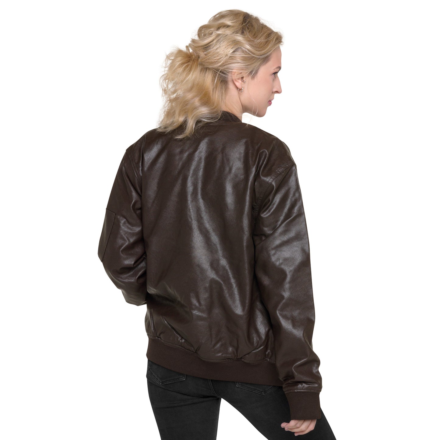 Brown Leather Bomber Jacket