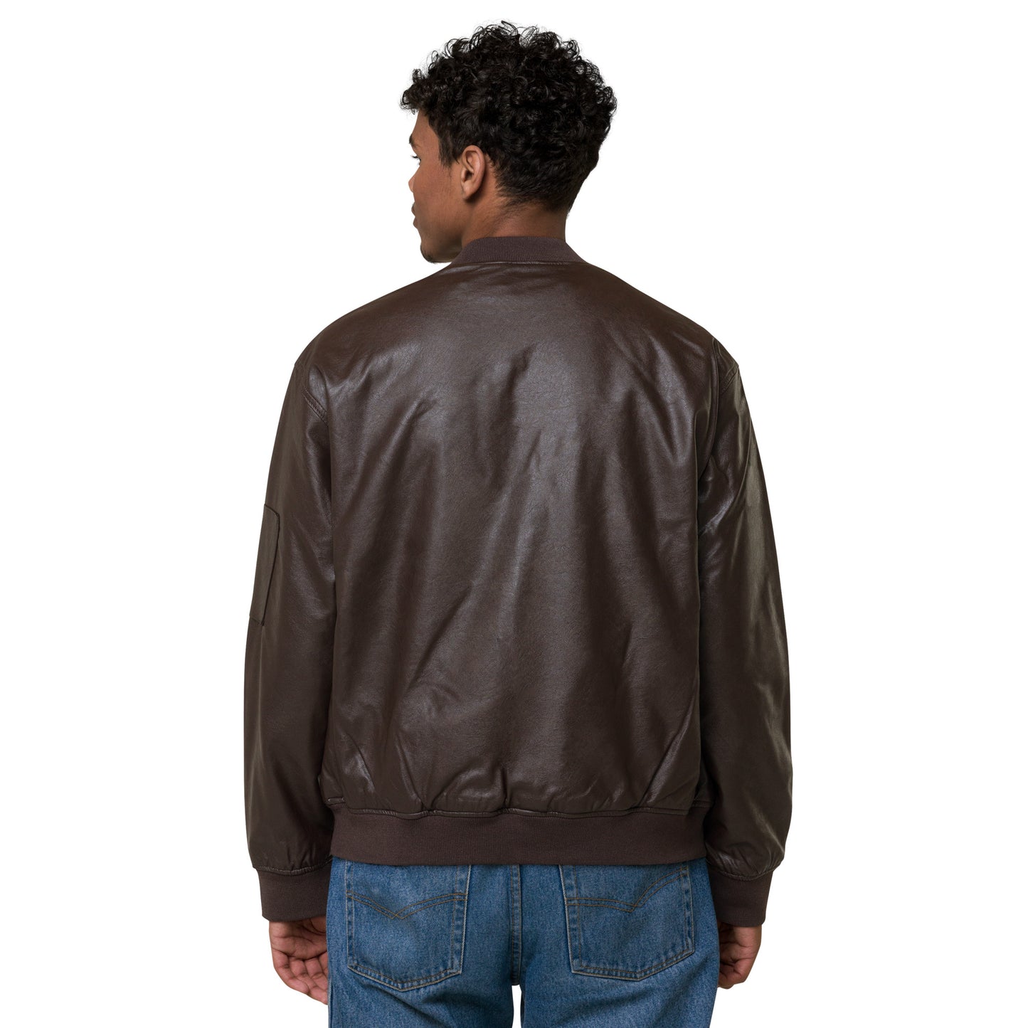 Brown Leather Bomber Jacket