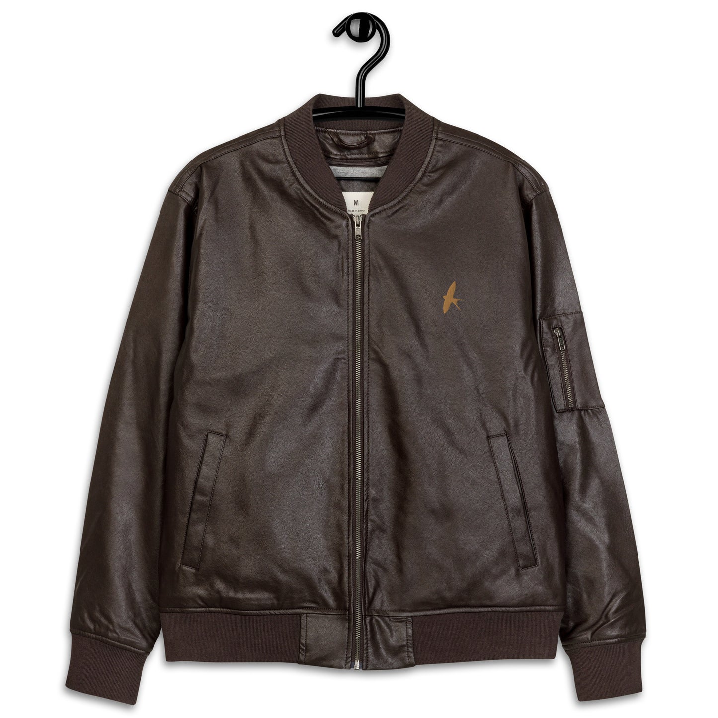 Brown Leather Bomber Jacket