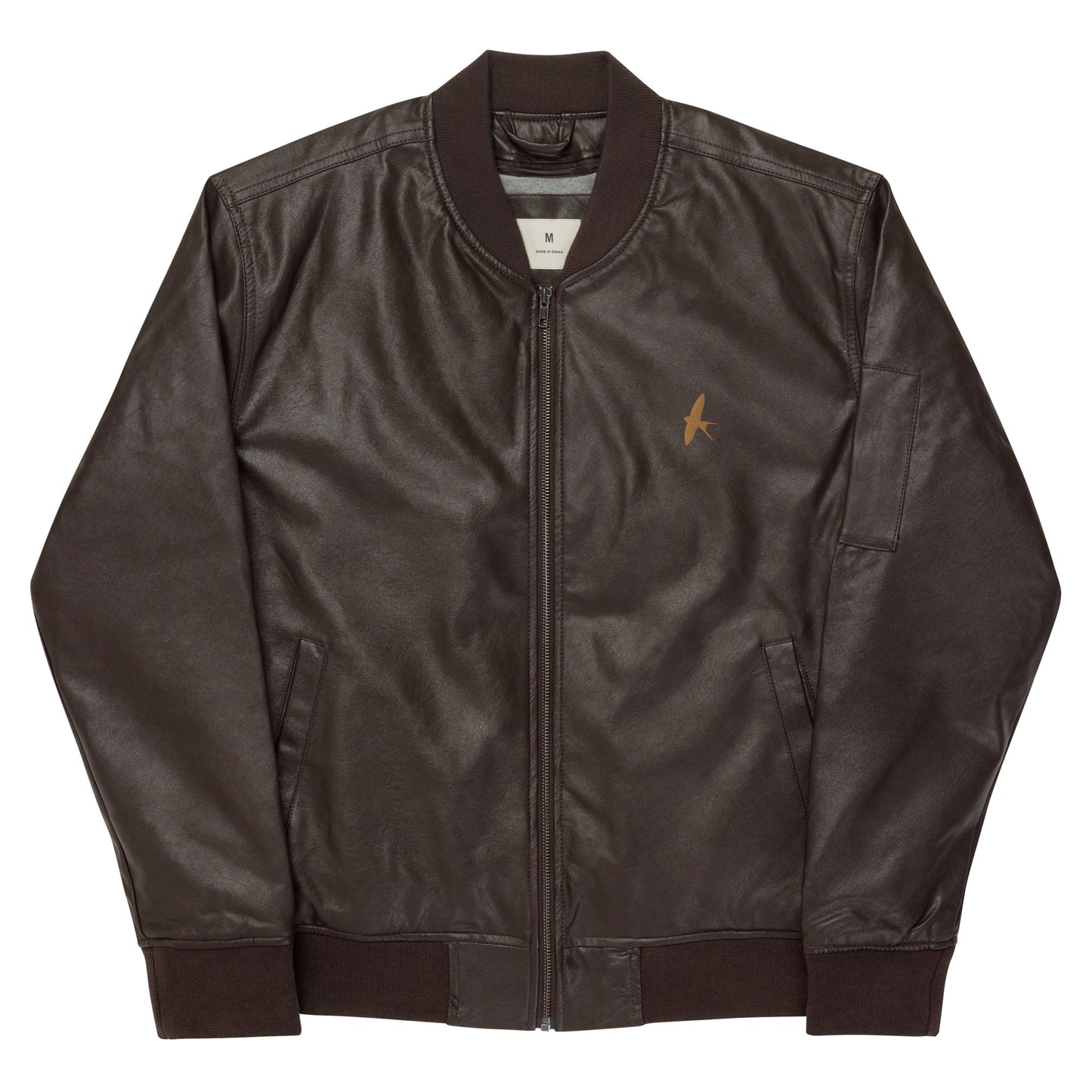 Brown Leather Bomber Jacket