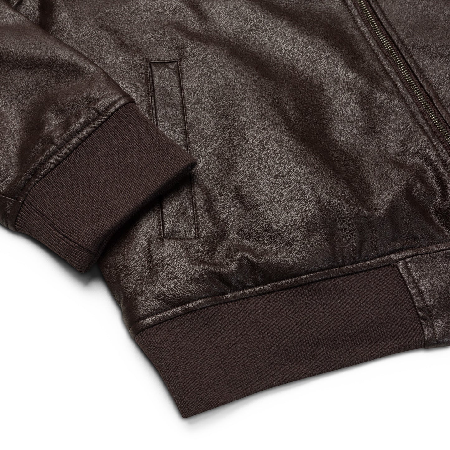 Brown Leather Bomber Jacket