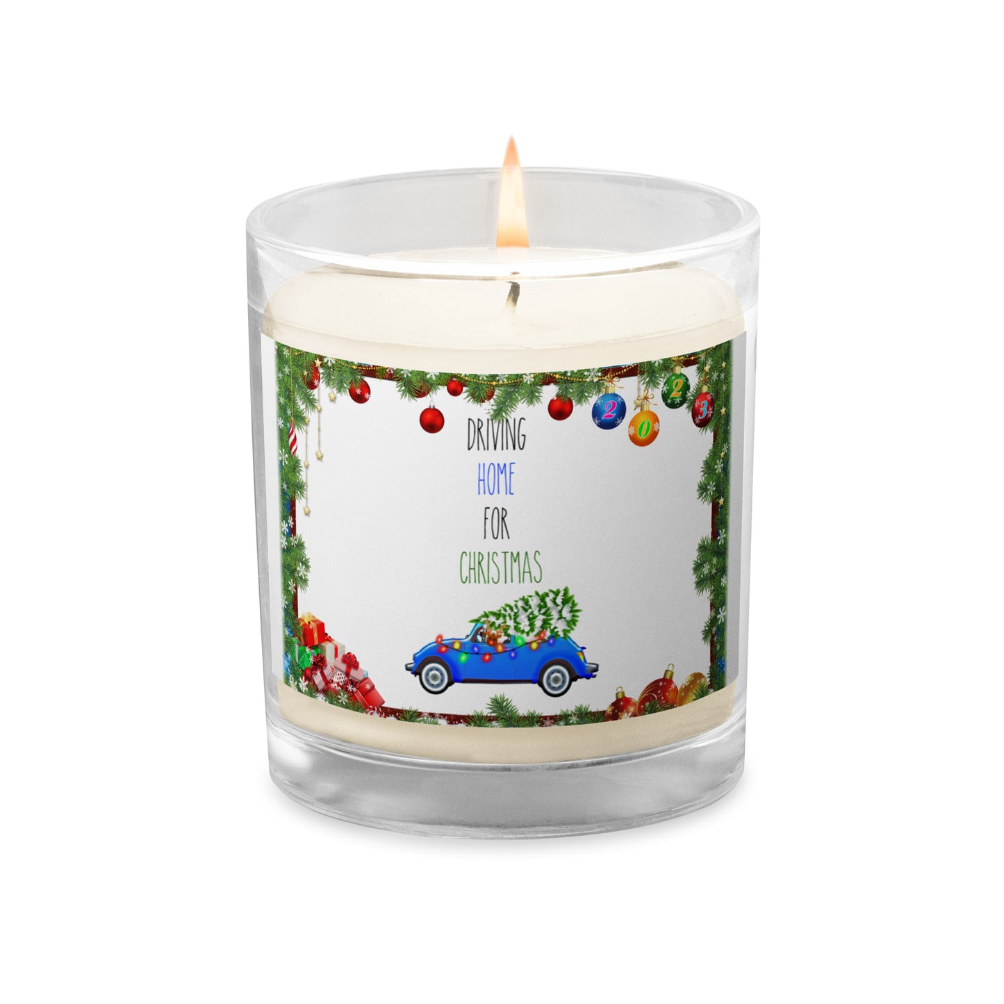 Driving Home For Christmas Glass Candle, New Year 2023 Gift