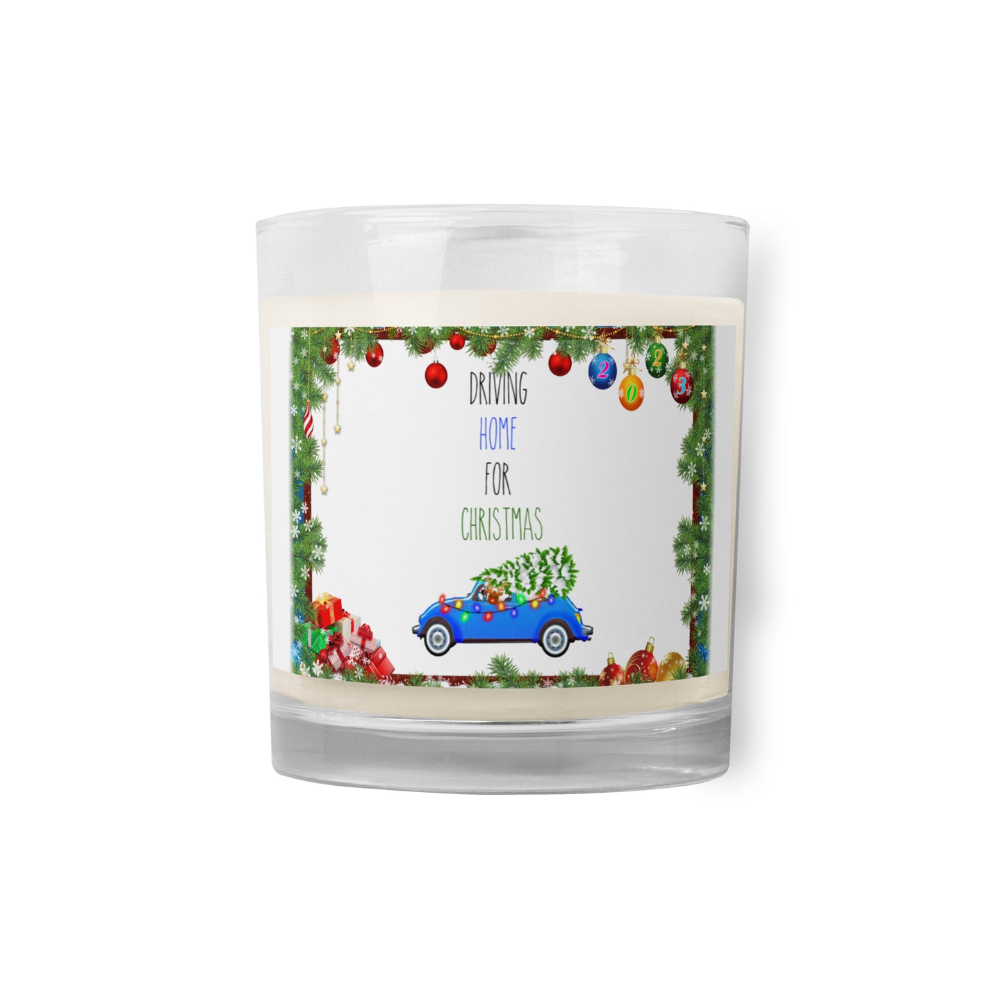 Driving Home For Christmas Glass Candle, New Year 2023 Gift