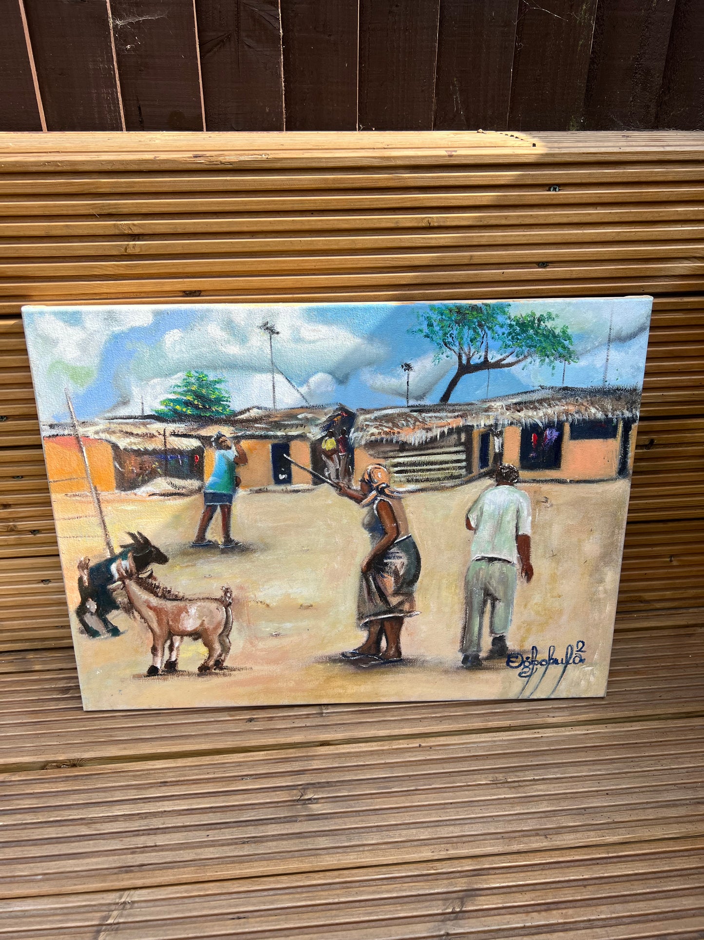 Native Parenting In An African Village Setting Painting