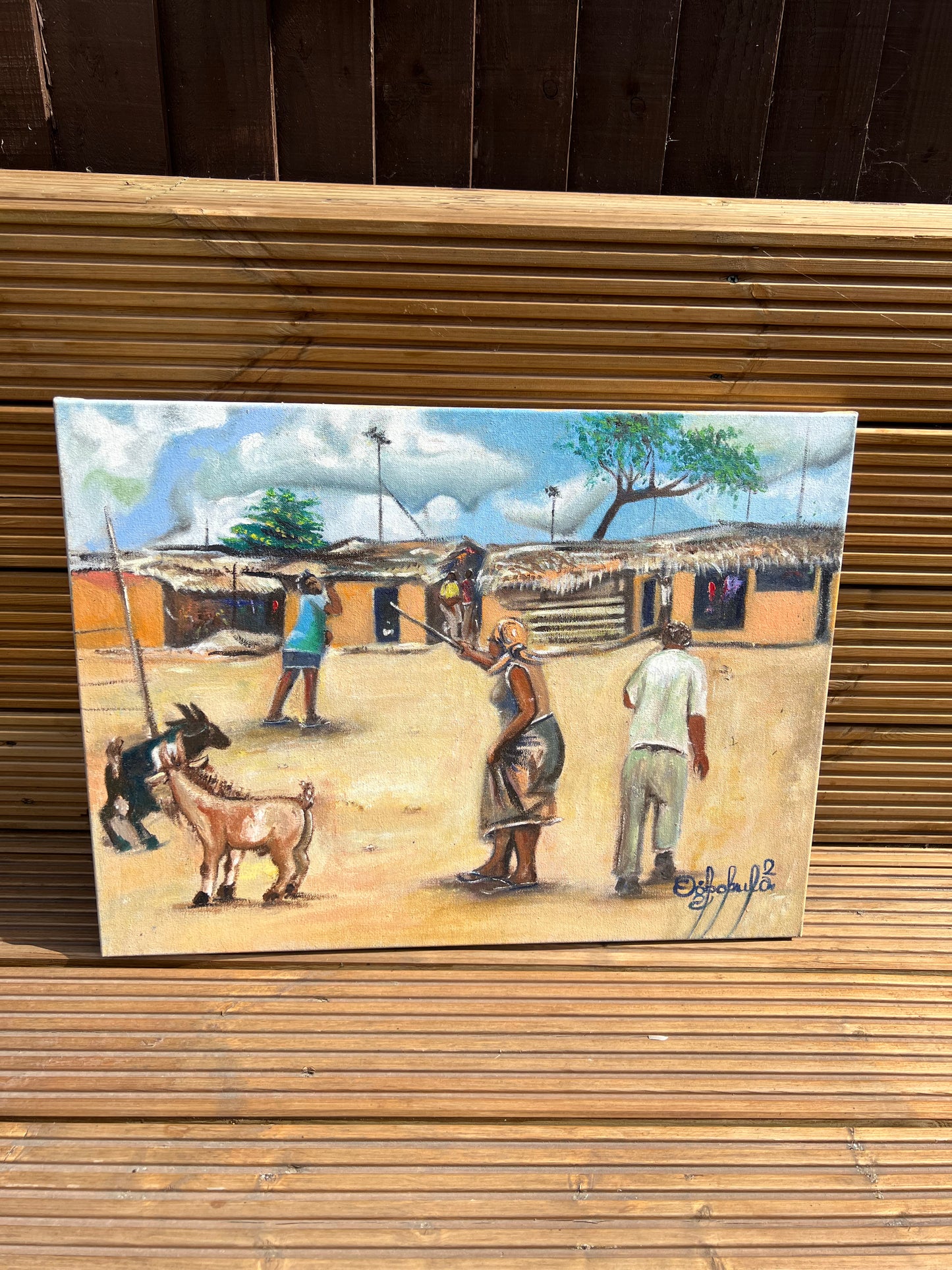 Native Parenting In An African Village Setting Painting