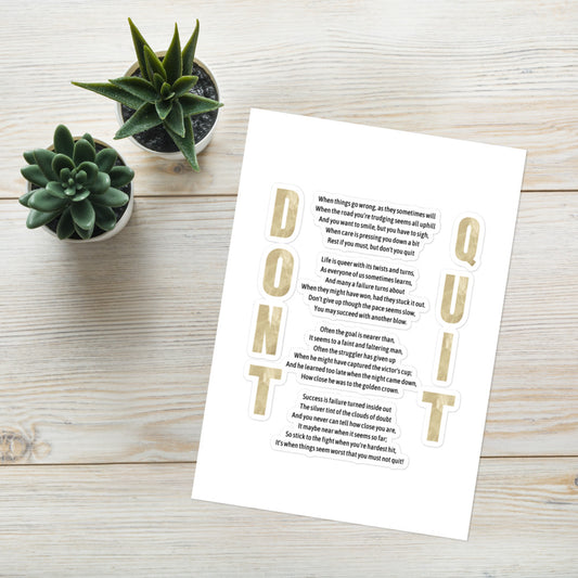 Don't Quit Poem Sticker sheet