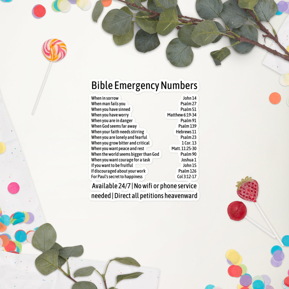 Bible Emergency Numbers Bubble-free stickers